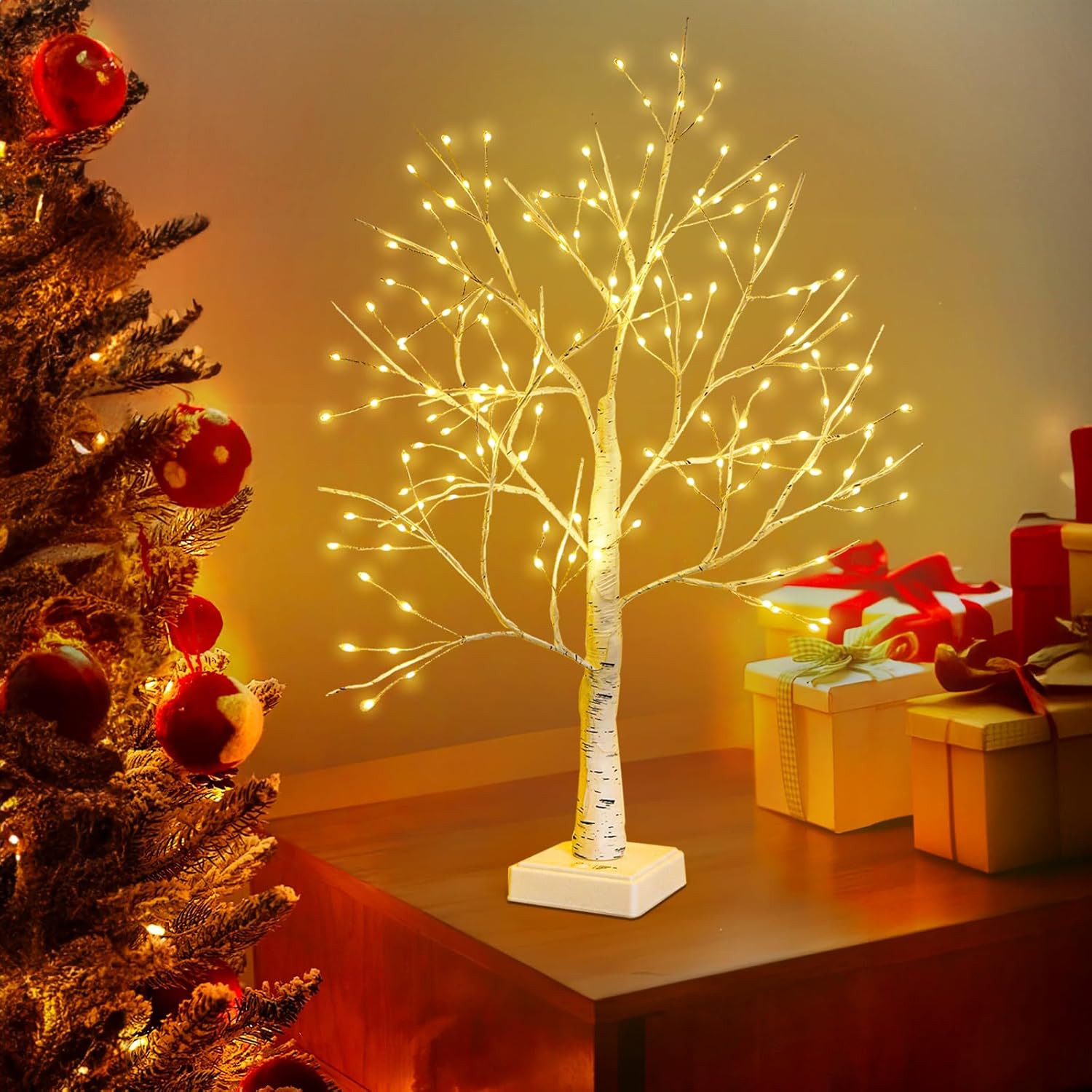 144 LED Birch Tree Lamp Tabletop Bonsai Fairy Light USB/Battery Warm White