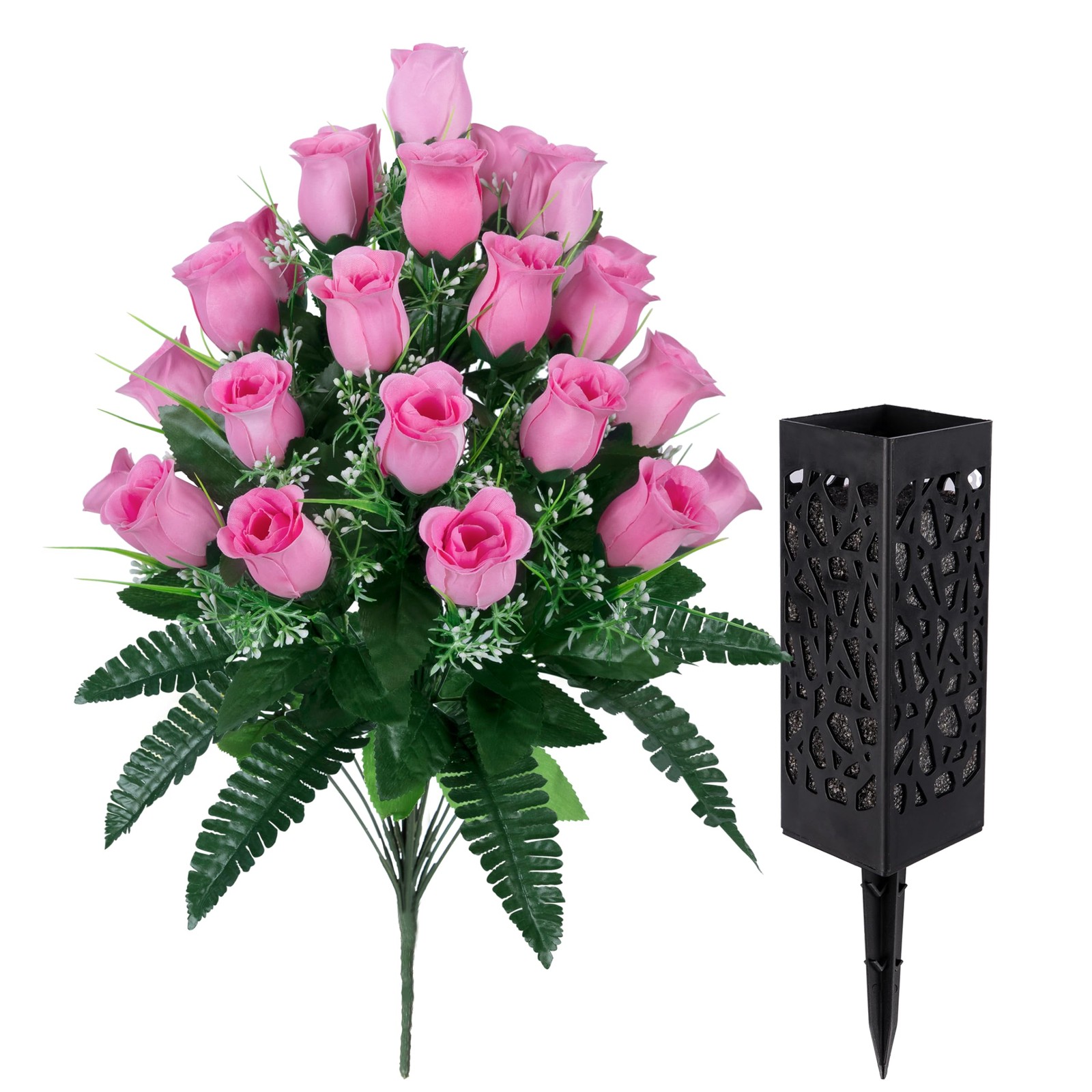 2 Sets Artificial Cemetery Flowers,Outdoor Grave Decorations Roses,Beautiful …