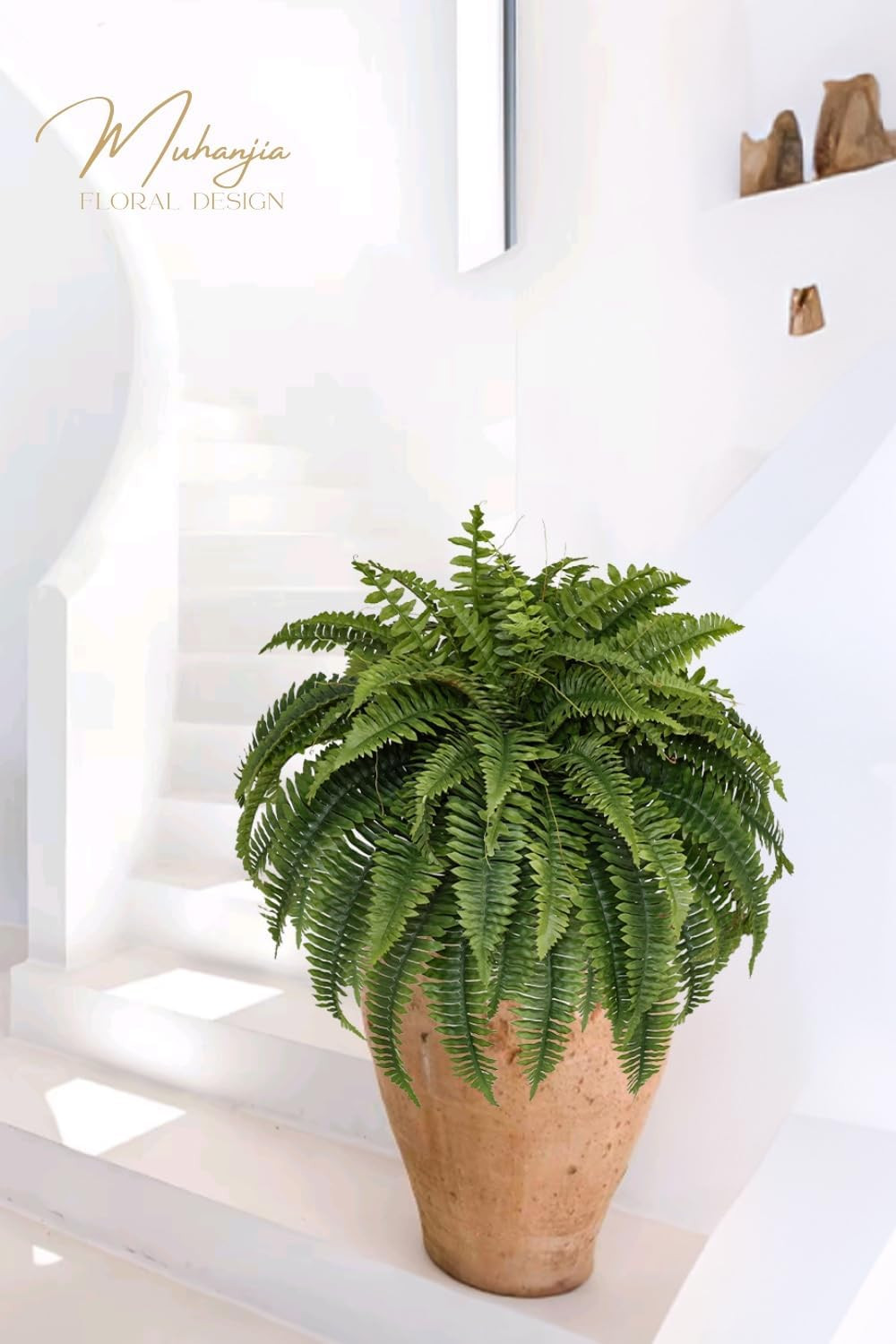 Realistic 48″ Artificial Boston Fern Bush – Pack of 2 for Home Decor
