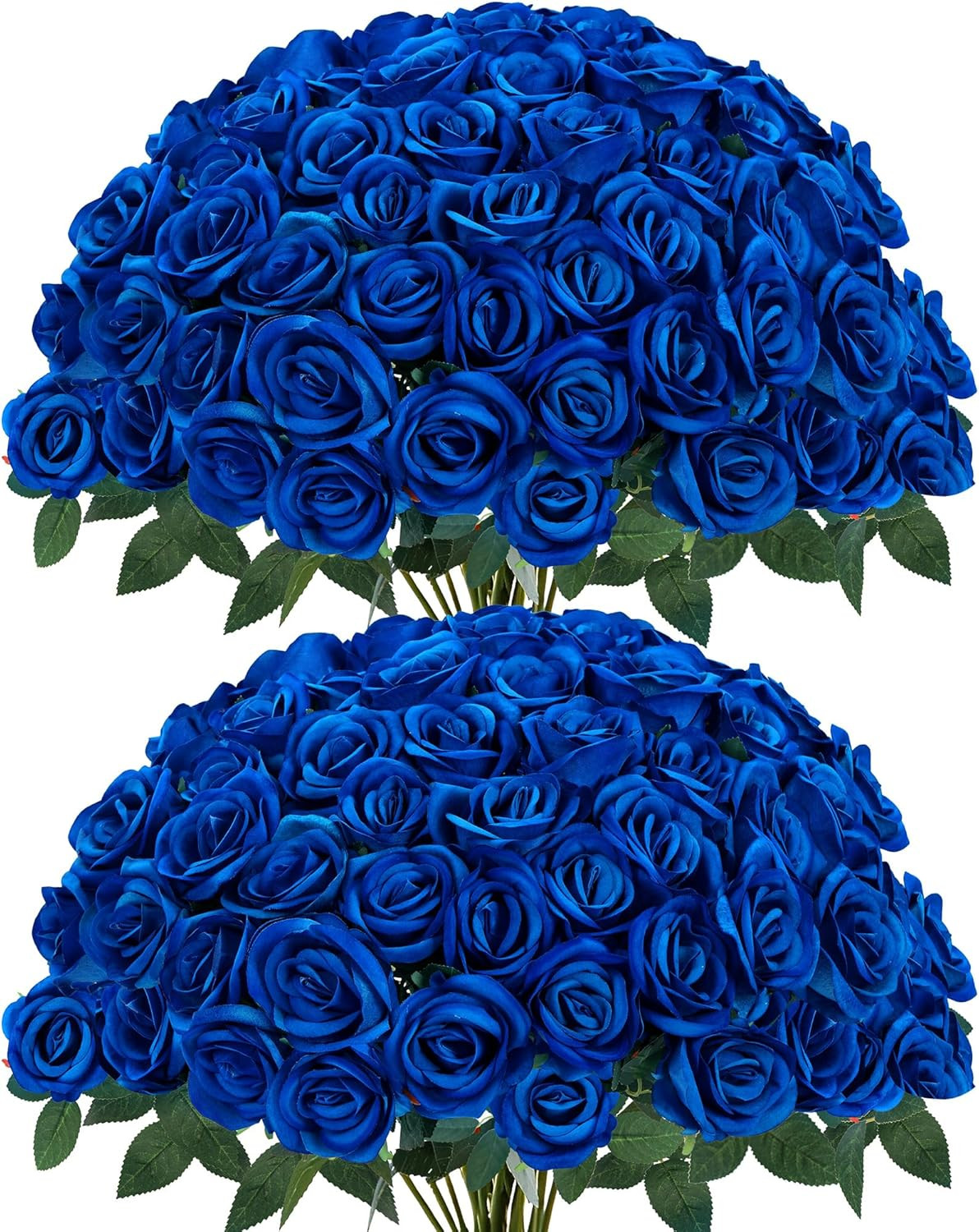 50 Pcs Artificial Roses Red Flowers Fake Velvet Silk Roses with Stems Bulk Reali