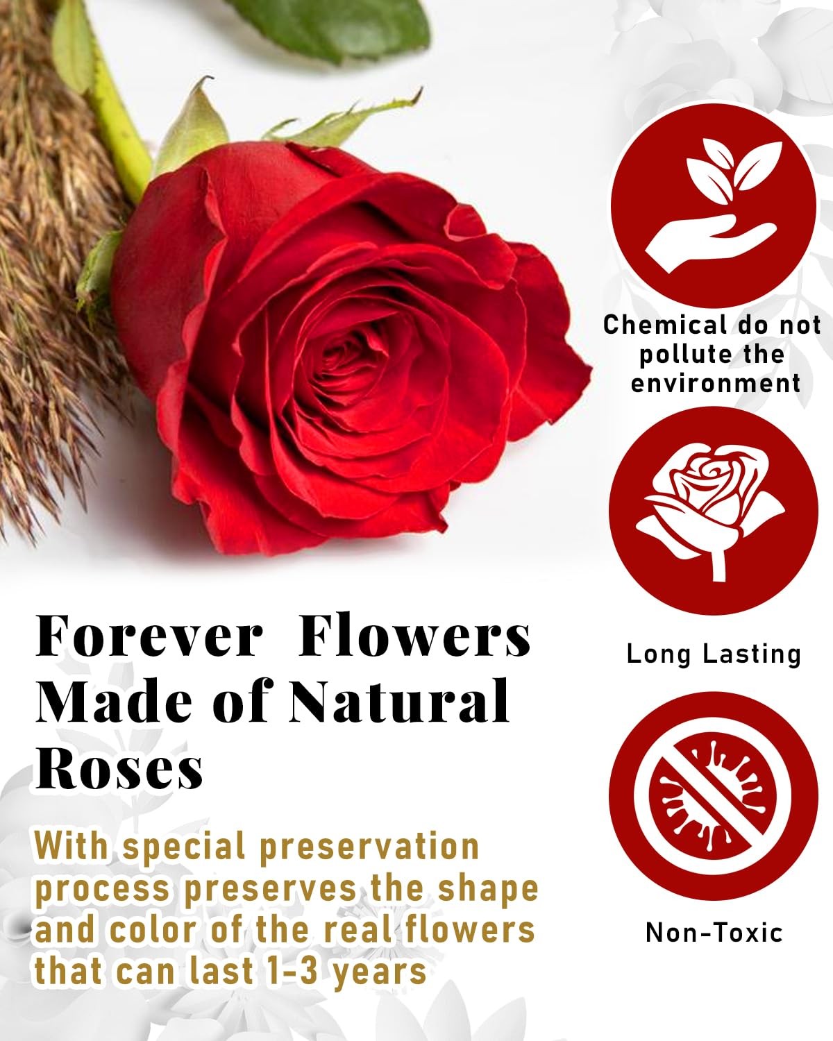 16 PCS Forever Preserved Roses In Heart Box Anniversary Birthday Real Flowers