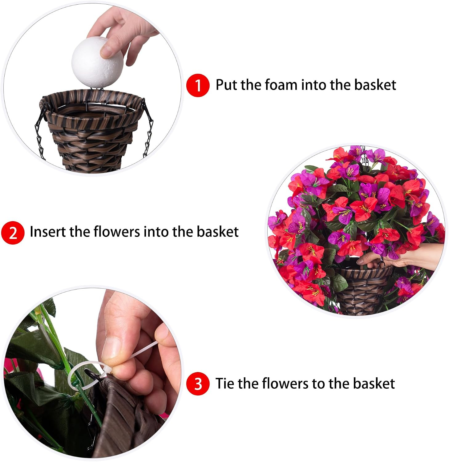 UV Resistant Faux Bougainvillea Plants – 3PCS Silk Flowers for Outdoor Decor