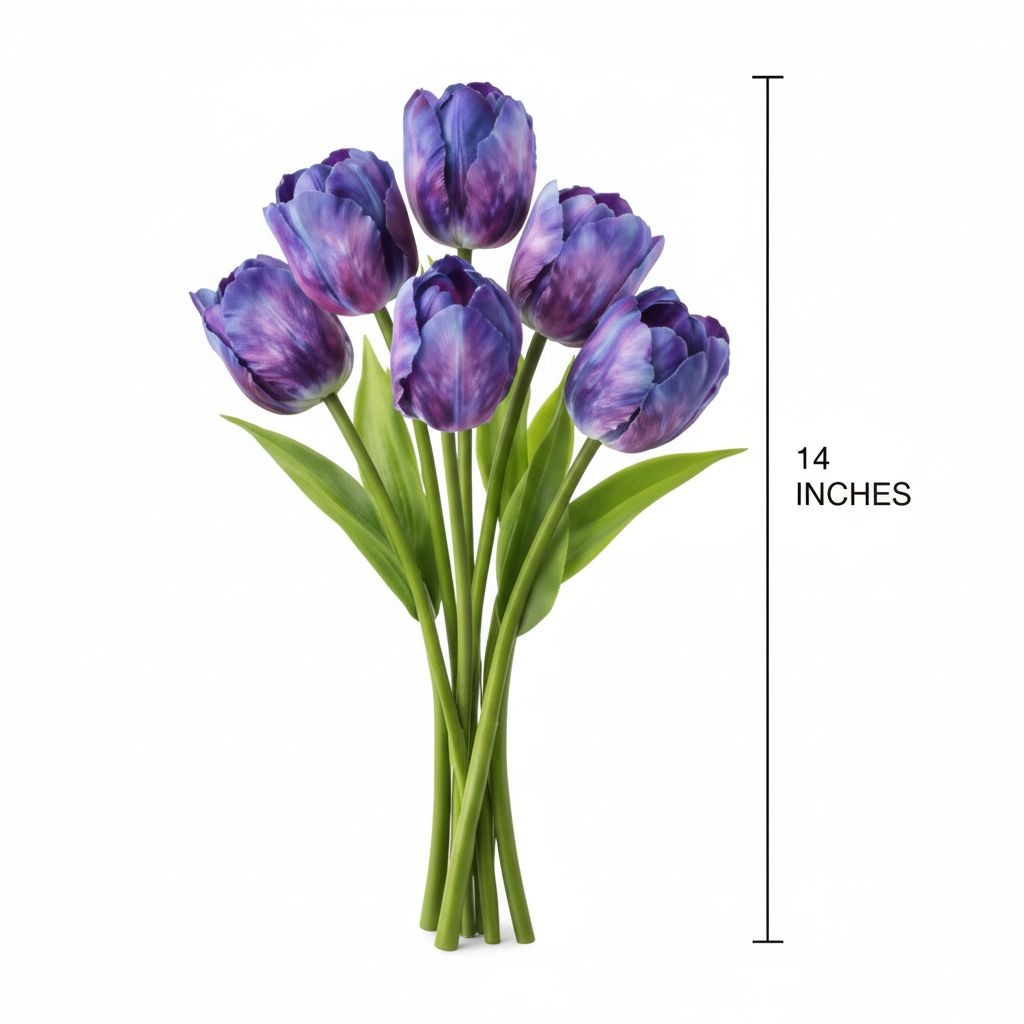 Artificial Purple Tulip Flowers Realistic Gradient Tulip Bouquet 6 Stems