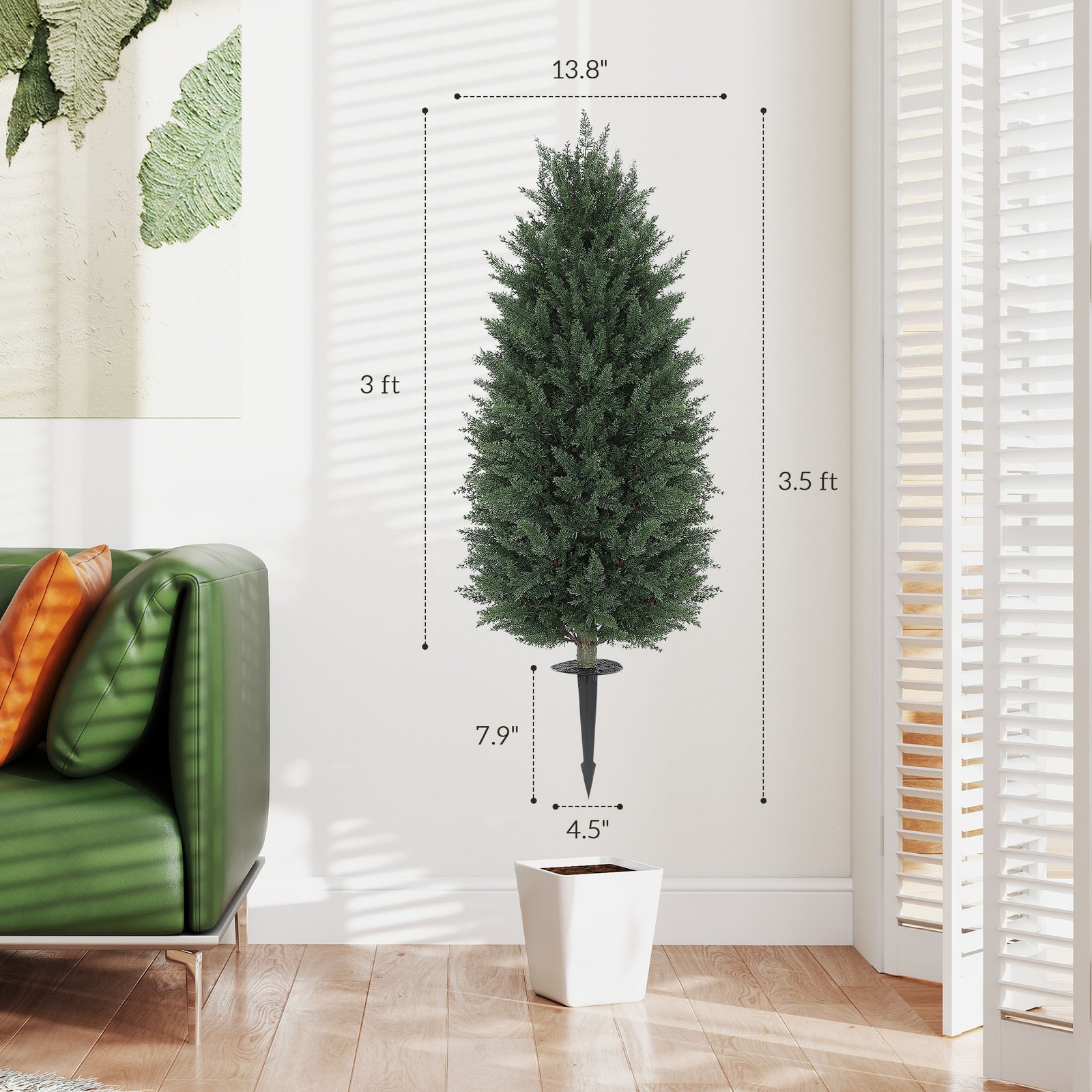 HOMCOM Artificial Cedar Trees Set of 2, 43.3″, Used