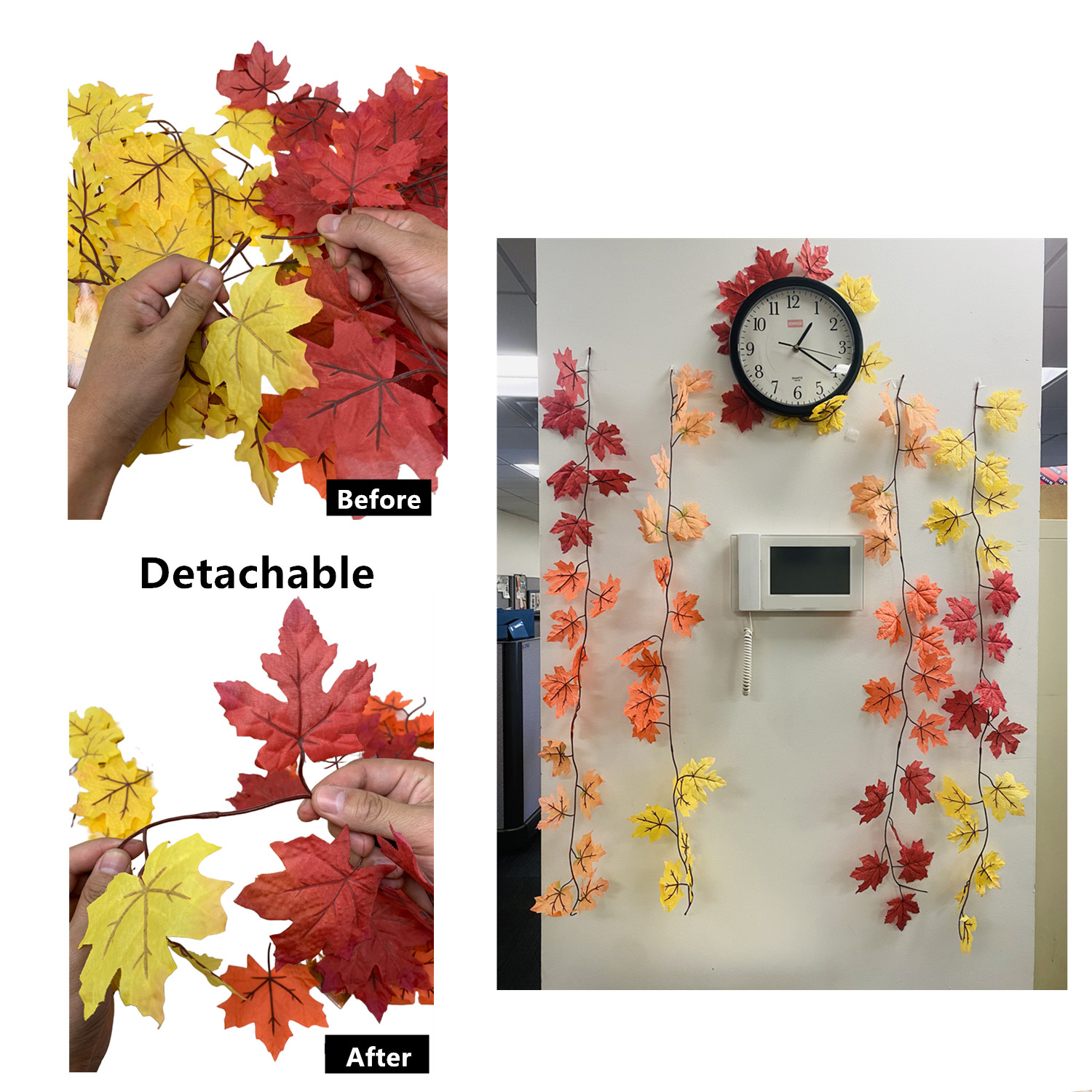 4 Pack Fall Garland Maple Leaf 6ft Foliage Mantle Vine Door Wall Decor Autumn