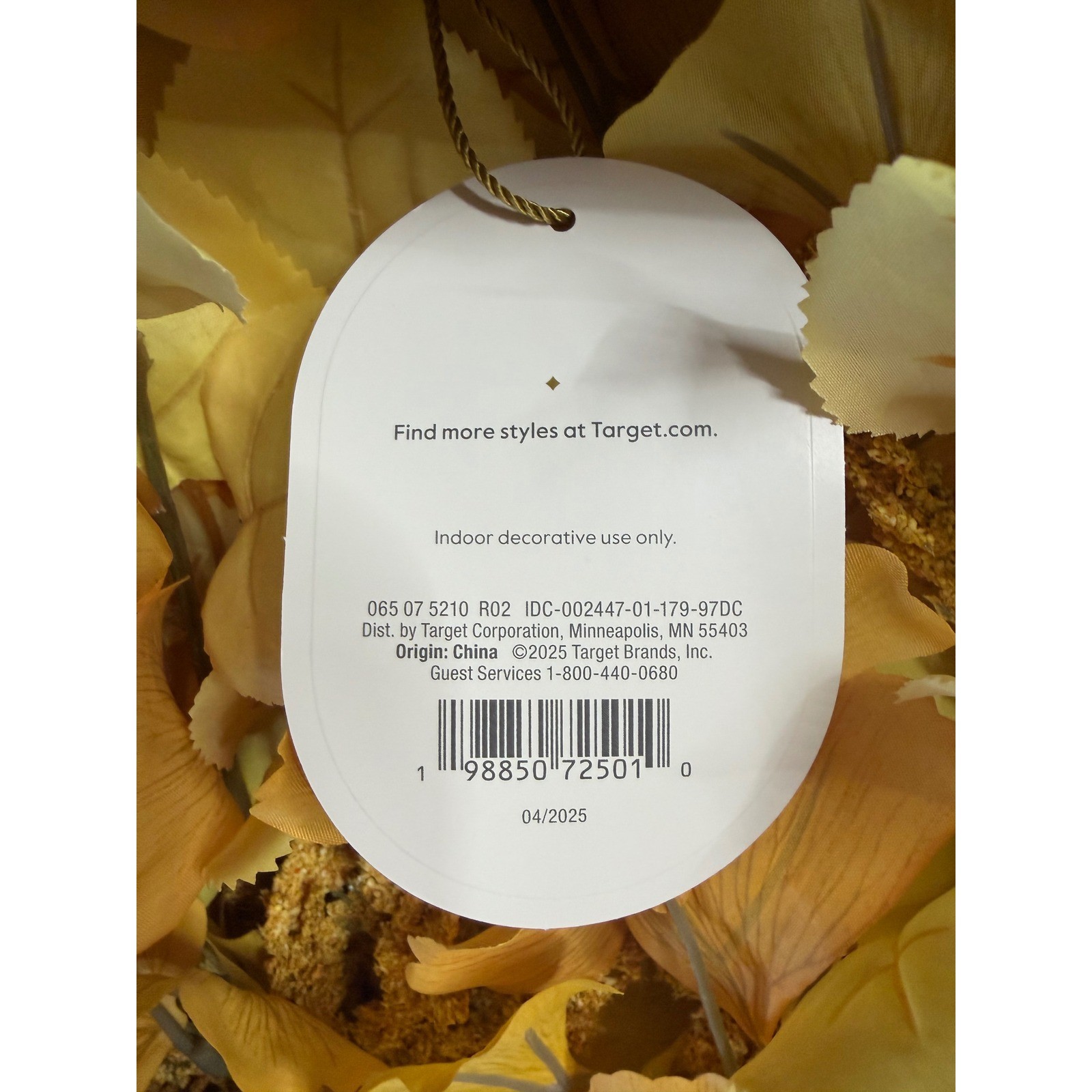 Set of 4 Threshold Faux Ginkgo Leaf Floral Arrangement in Ceramic Vase Yellow