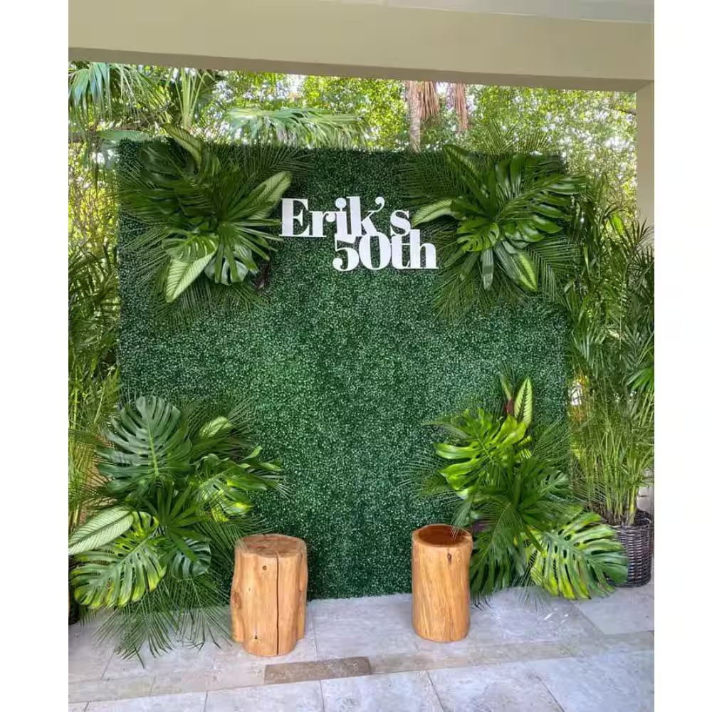 24 Piece 20 In. H X 20 In. W Green PE Artificial Boxwood Hedge Grass Wall Backdr