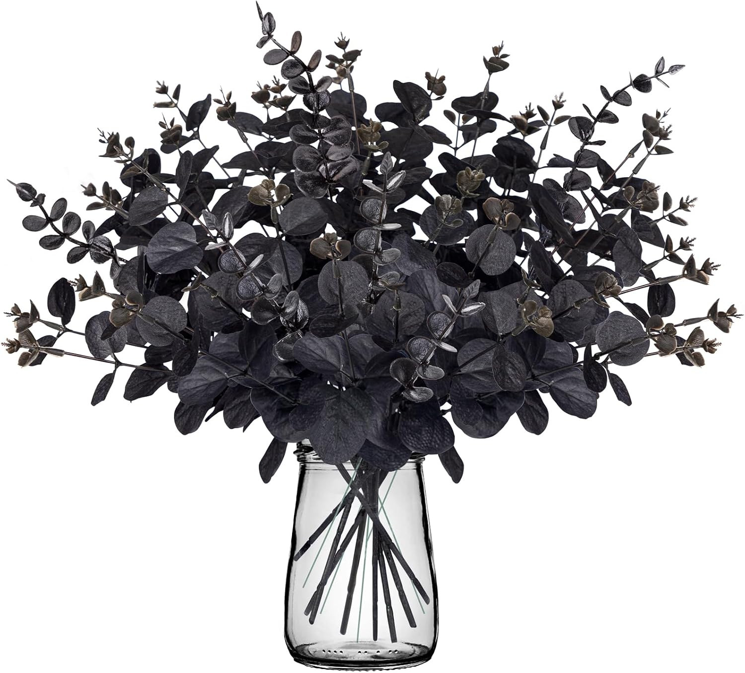 20PCS Black Halloween Decor Artificial Flowers Bulk – Eucalyptus Stems Branches