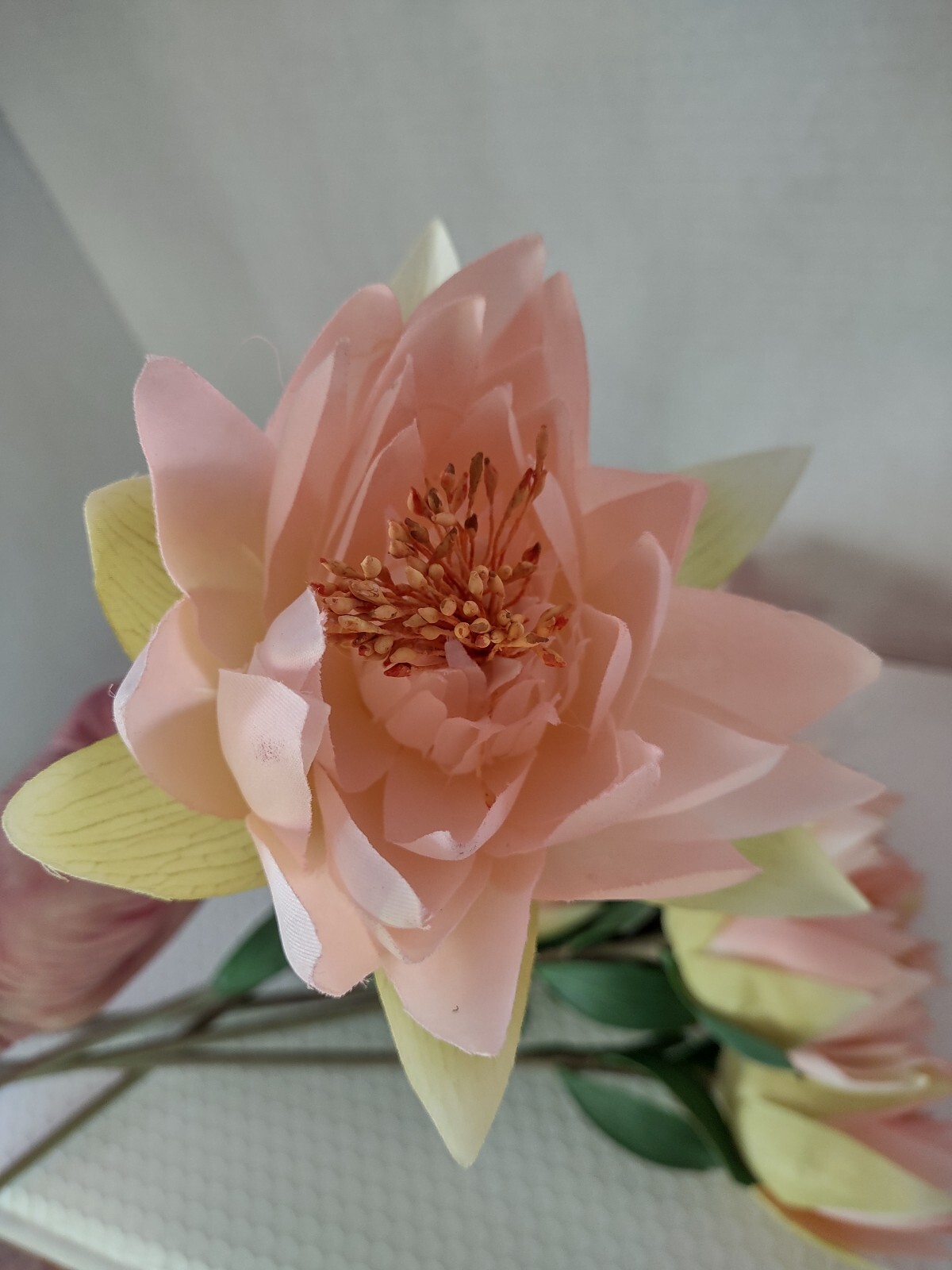 Artificial lotus blossom flower Stems (Six Stems) PEACH