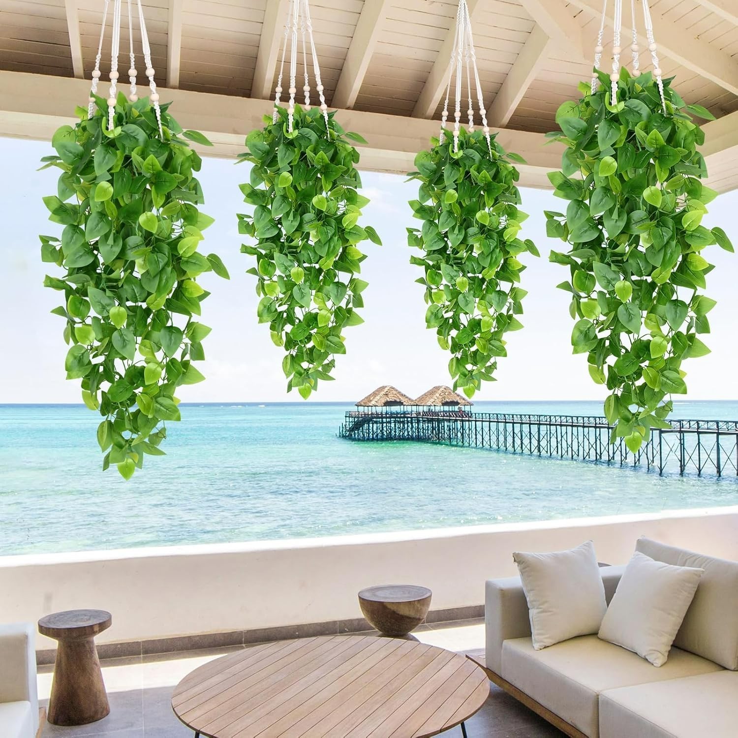 Versatile 4pcs Artificial Hanging Vines – Perfect for Home or Office Aesthetics