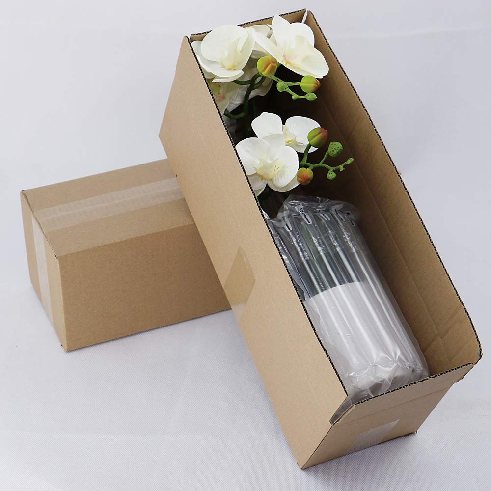 Omygarden White Orchid Artificial Flowers in Pot, Fake Plastic Orchid Flowers, D