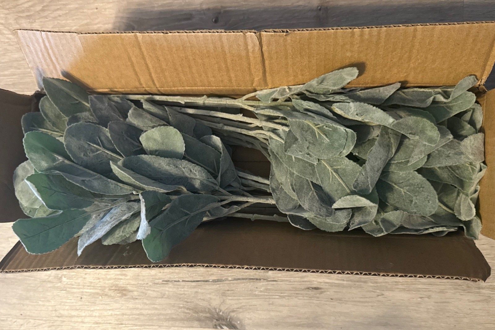 Tinsow Artificial Flocked Lambs Ear Leaves, Silver Lamb’s Ear 20 Pc Stems Floral