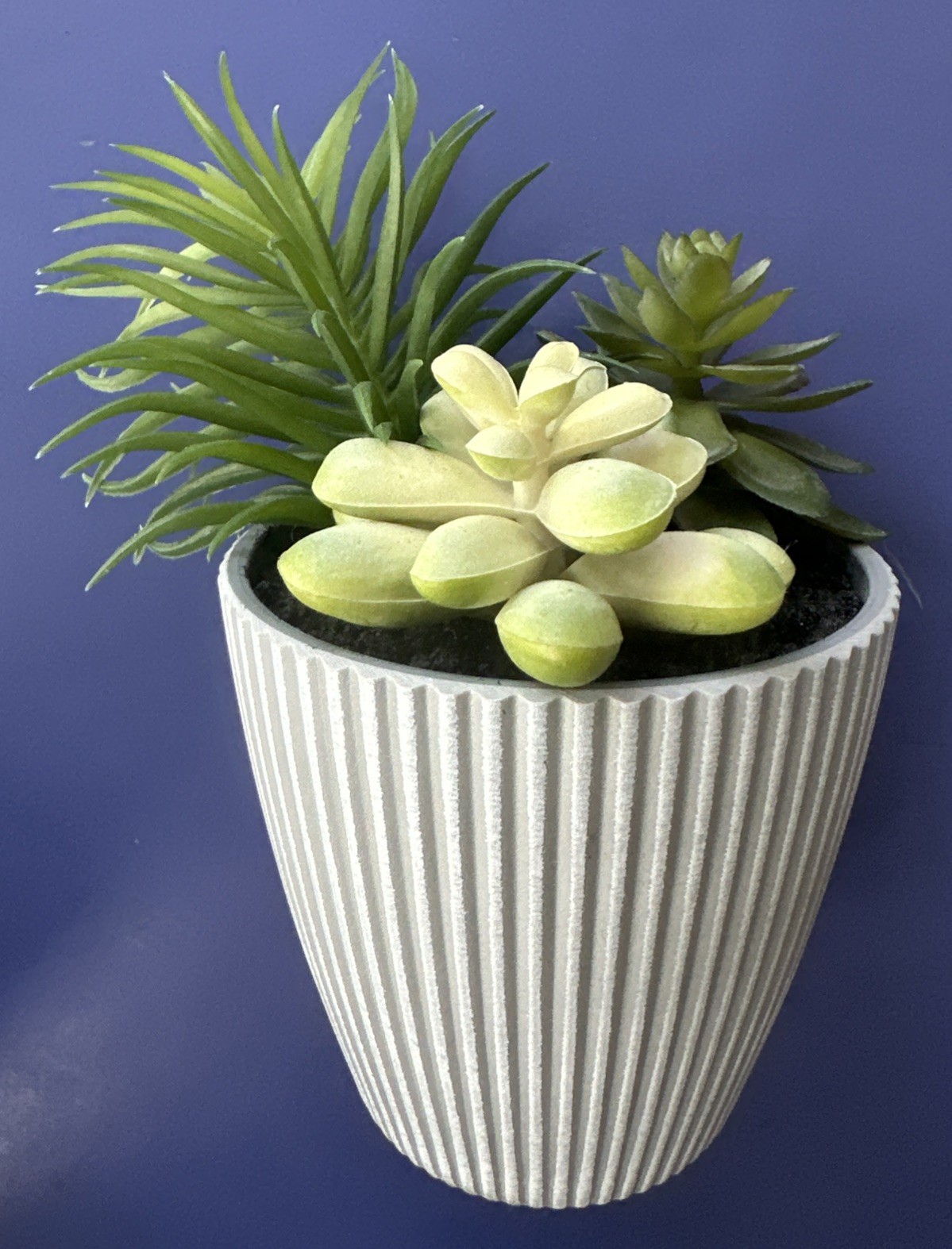 SWEET ARTIFICIAL SUCCULENT PLANTS IN GRAY POT