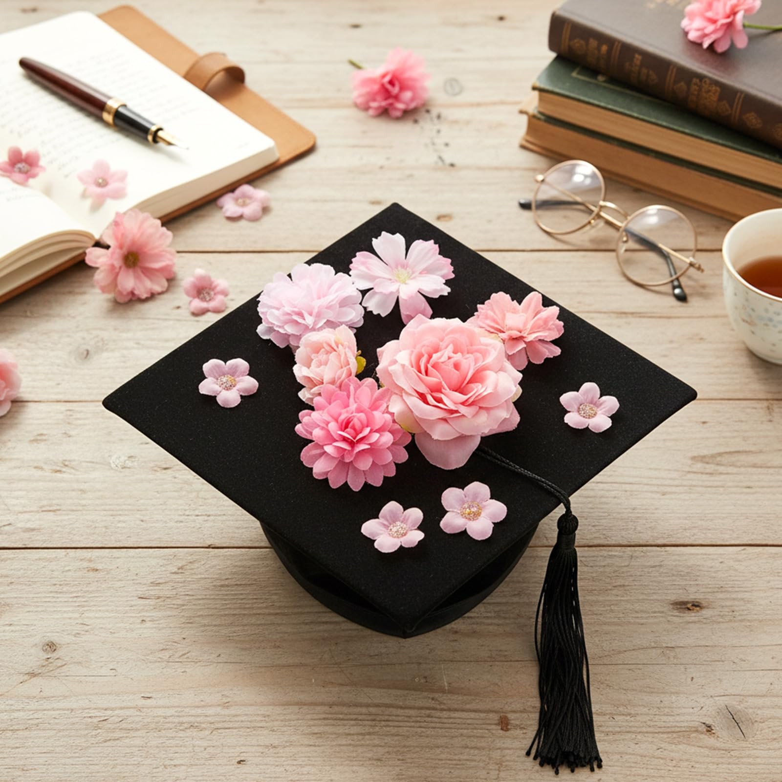 50 Pcs Pink Mini Faux Flower Heads for Crafts Wedding Cake Wreath Decor