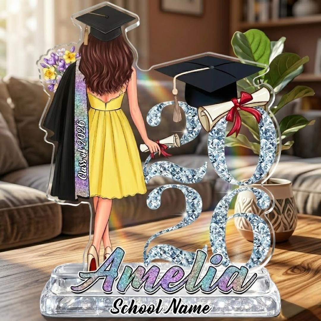Personalized Graduation Gift 2026 Girl Acrylic Plaque, Custom Name Senior Class