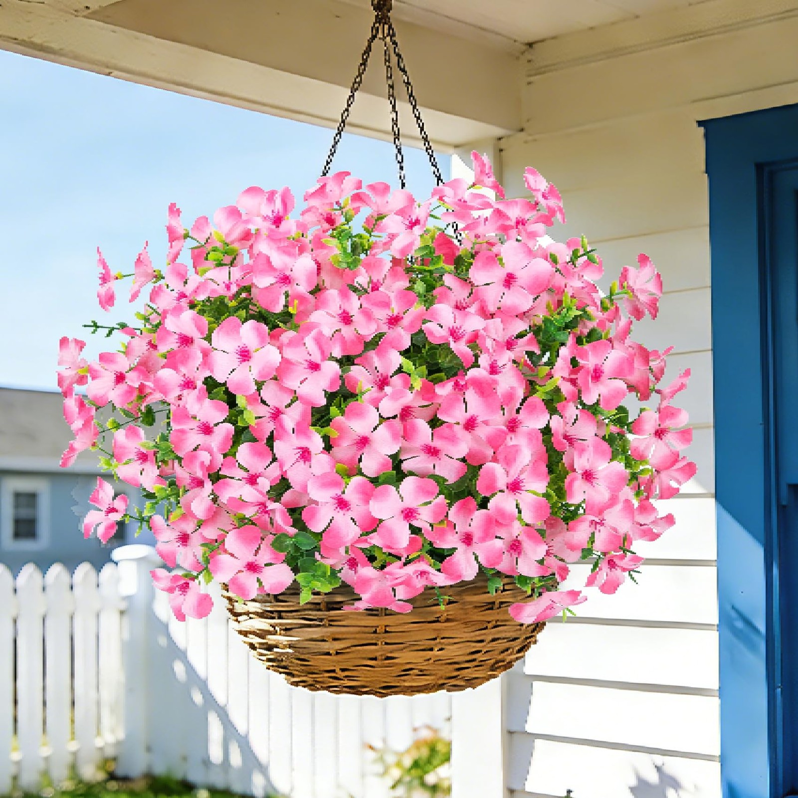 12 Pcs Artificial Geranium Flowers for Outdoors, Silk Fake Flowers with Eucal…