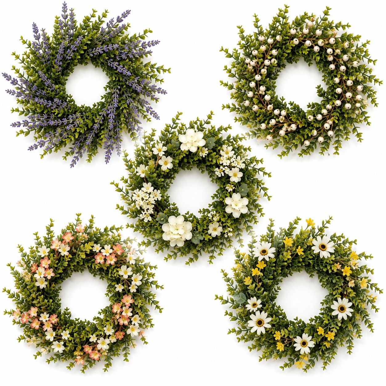 UV Resistant Faux Boxwood Eucalyptus Stems Set of 2 Artificial Greenery Bushes F
