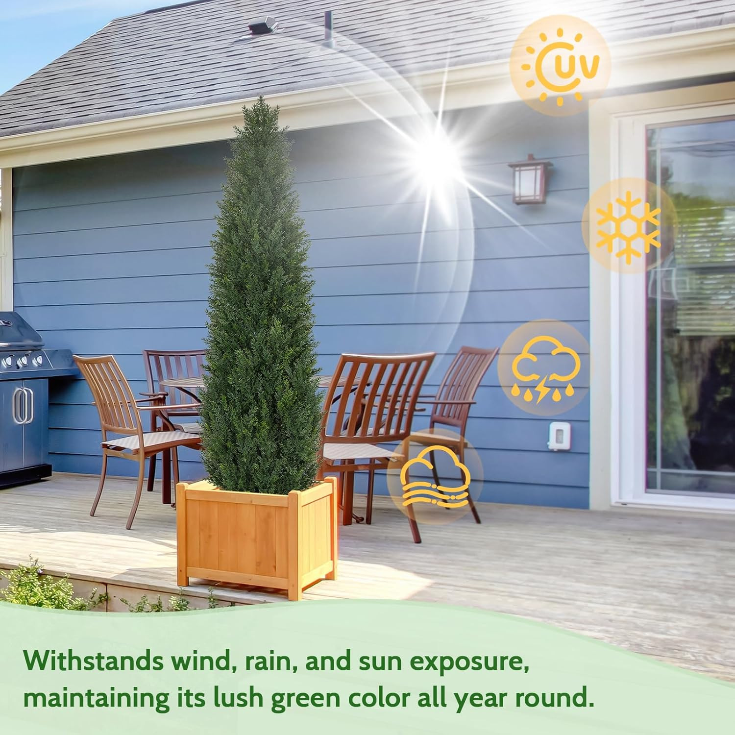 Set of 2 UV Resistant 5FT Artificial Cedar Topiary Trees for Outdoor Decor