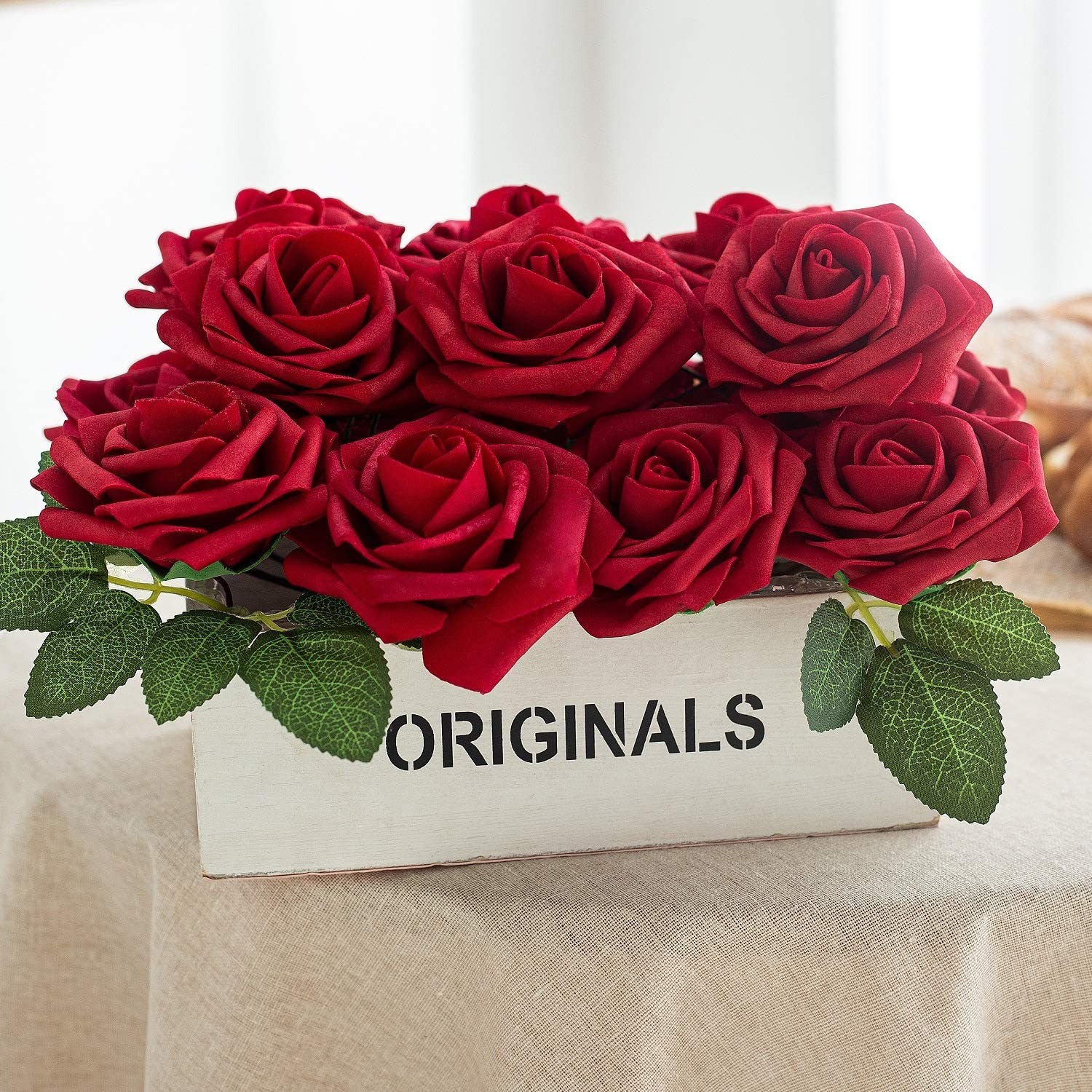 25pcs Artificial Flower Foam Rose Real Touch Roses Flower Heads with Stem for…
