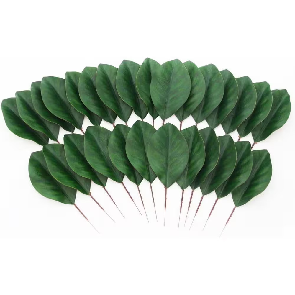 40 In. Artificial Green Magnolia Leaves Indoor Outdoor Decorative Plant for Wedd