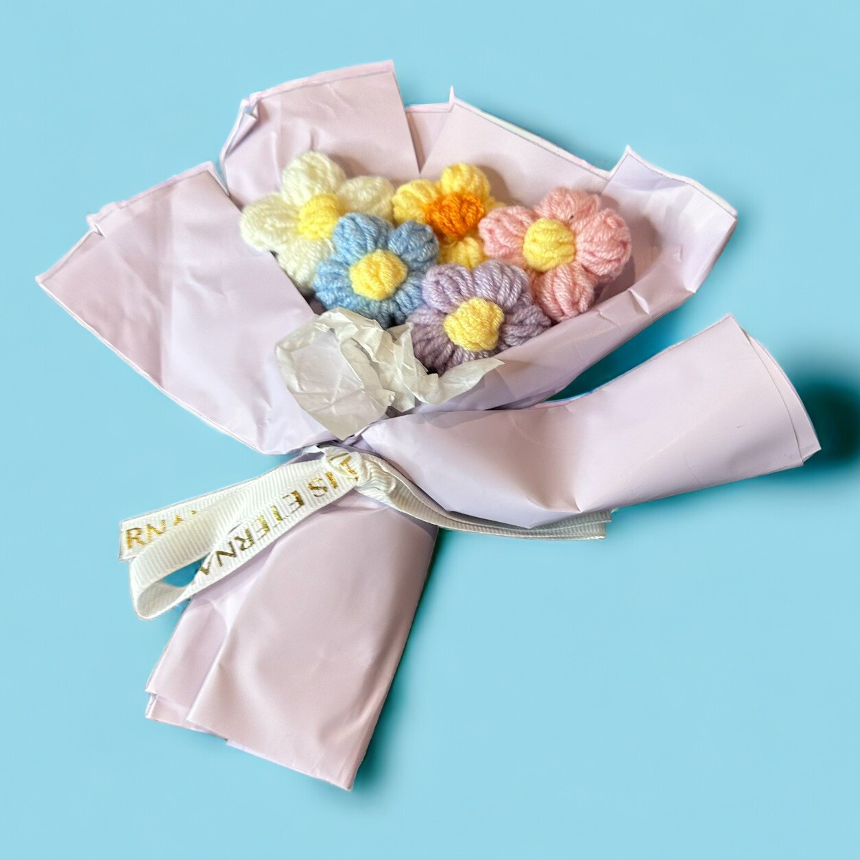 Crochet Flowers Bouquet Wool Mini Knitting Bouquet Gift Party Room Decor Daisy