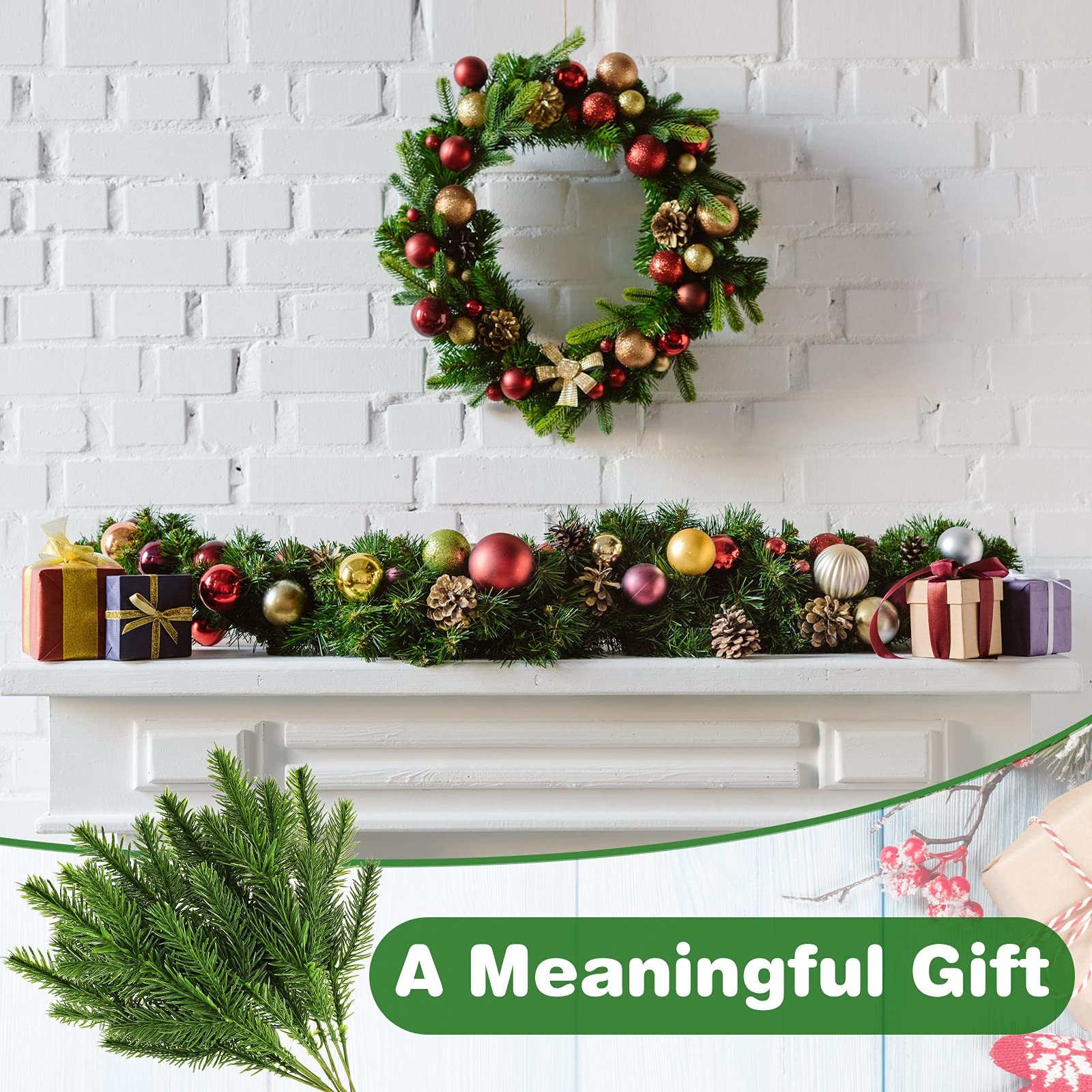 100 Pieces Artificial Pine Needles 10in Green Christmas DIY Accessories