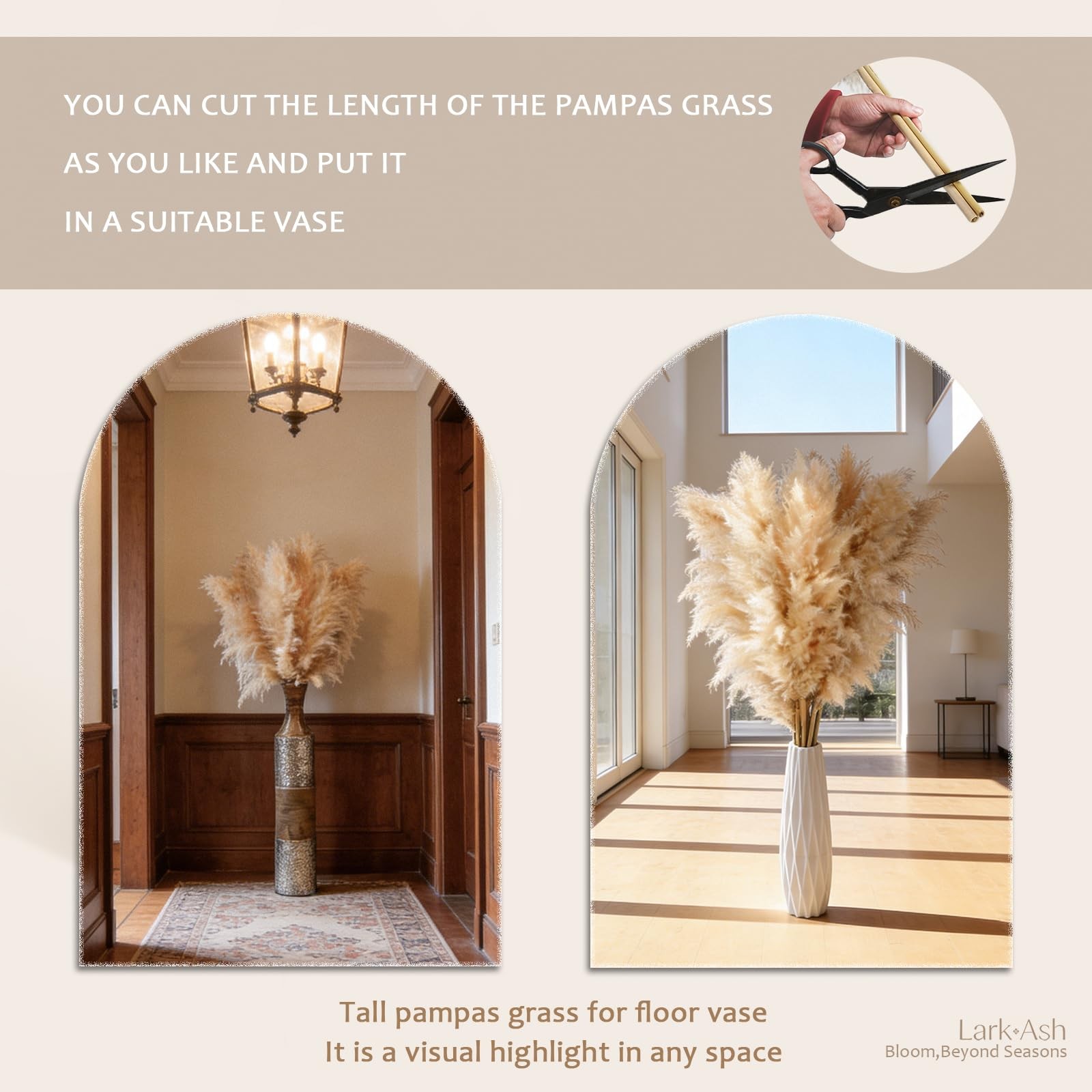 55inch 15pcs Tall Pampas Grass for Floor Vase-Dried Pampas Grass Decor Tall B…