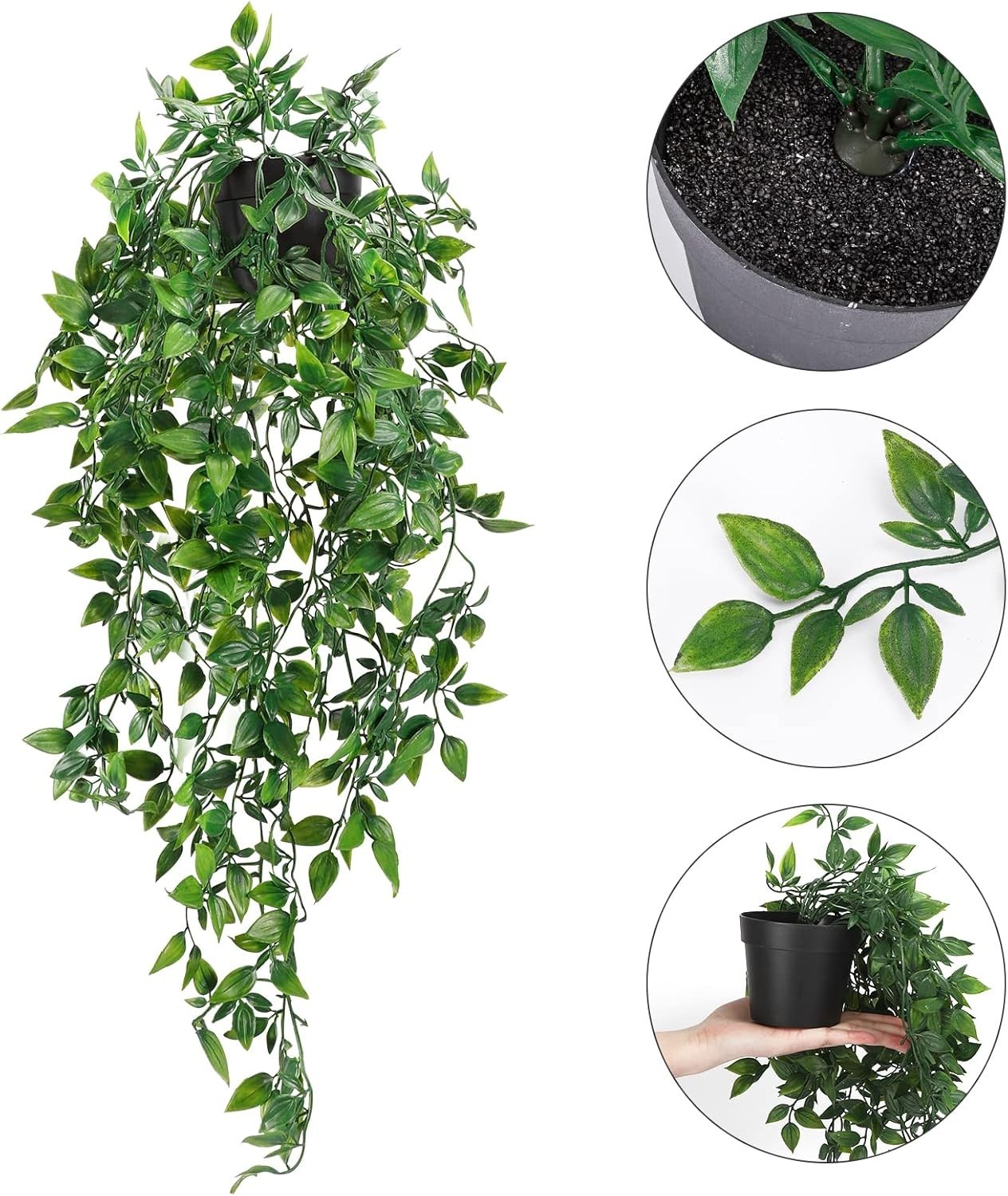 Waterproof Faux Hanging Plants – 2 Pack for Stylish Home and Office Decor