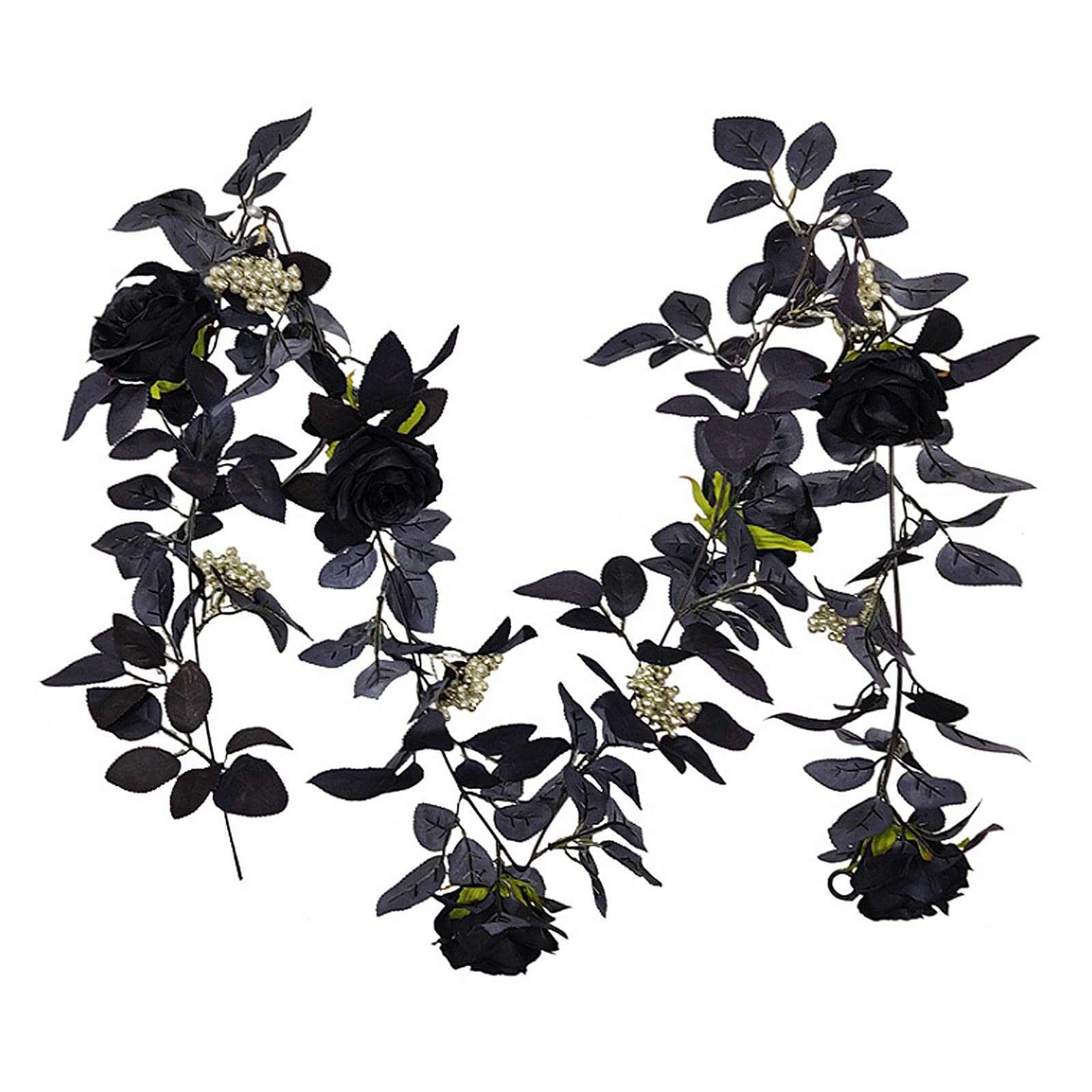 180cm Artificial Black Rose Vine Halloween Hanging Rose Flower Garland with B…