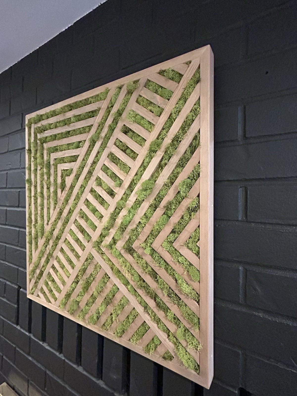 Handmade Preserved Moss Geometric Wall Art – For Your Living Space 24″x24″