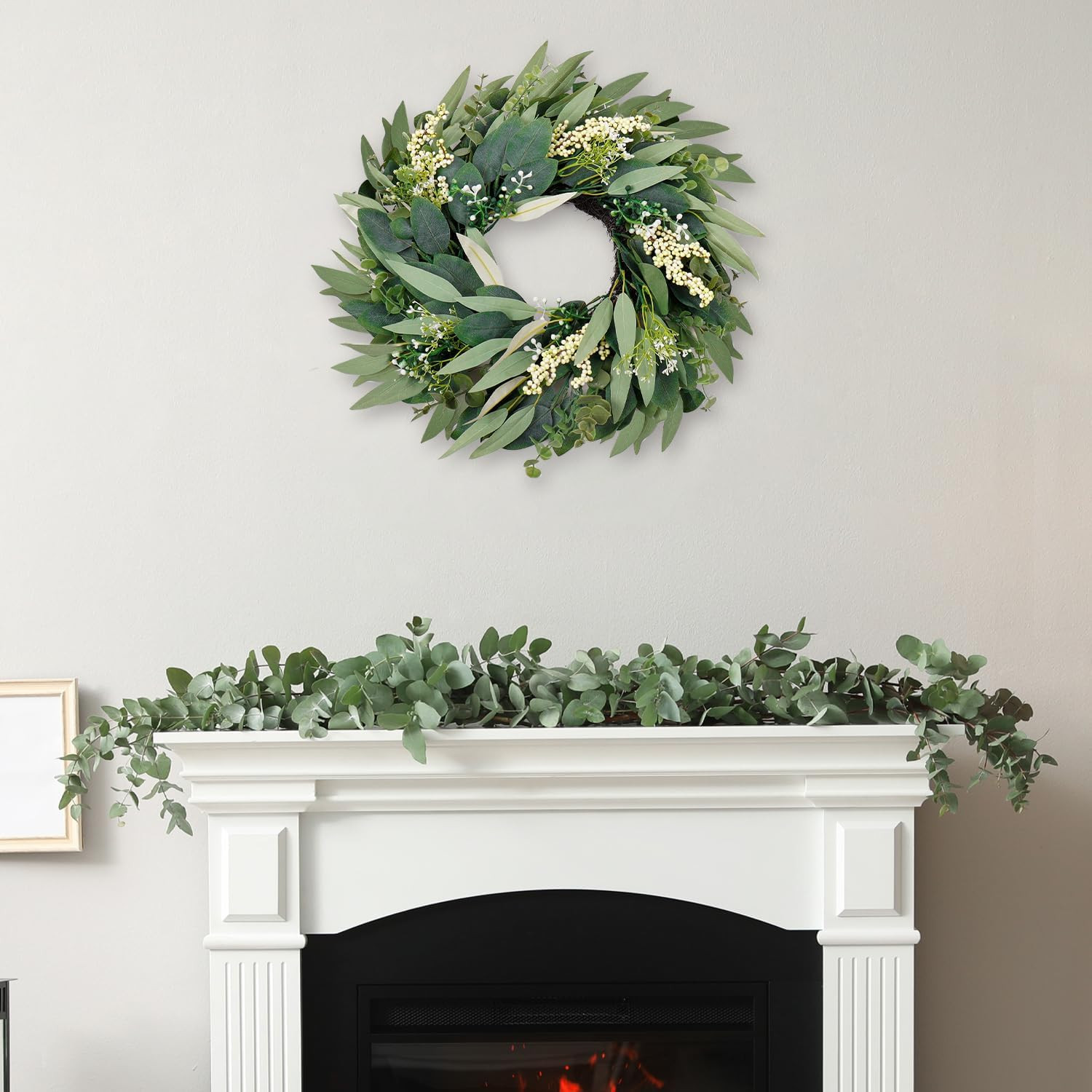 Eucalyptus Wreaths for Front Door 20 Inch Artificial Greenery Summer Spring Wrea