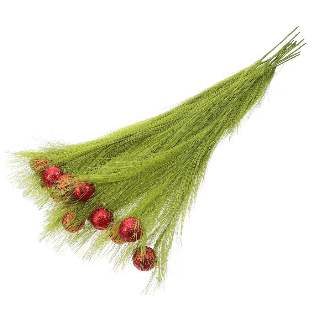 16 Pcs Artificial Pampas Faux Grass Green Stems Fake Plant Decors