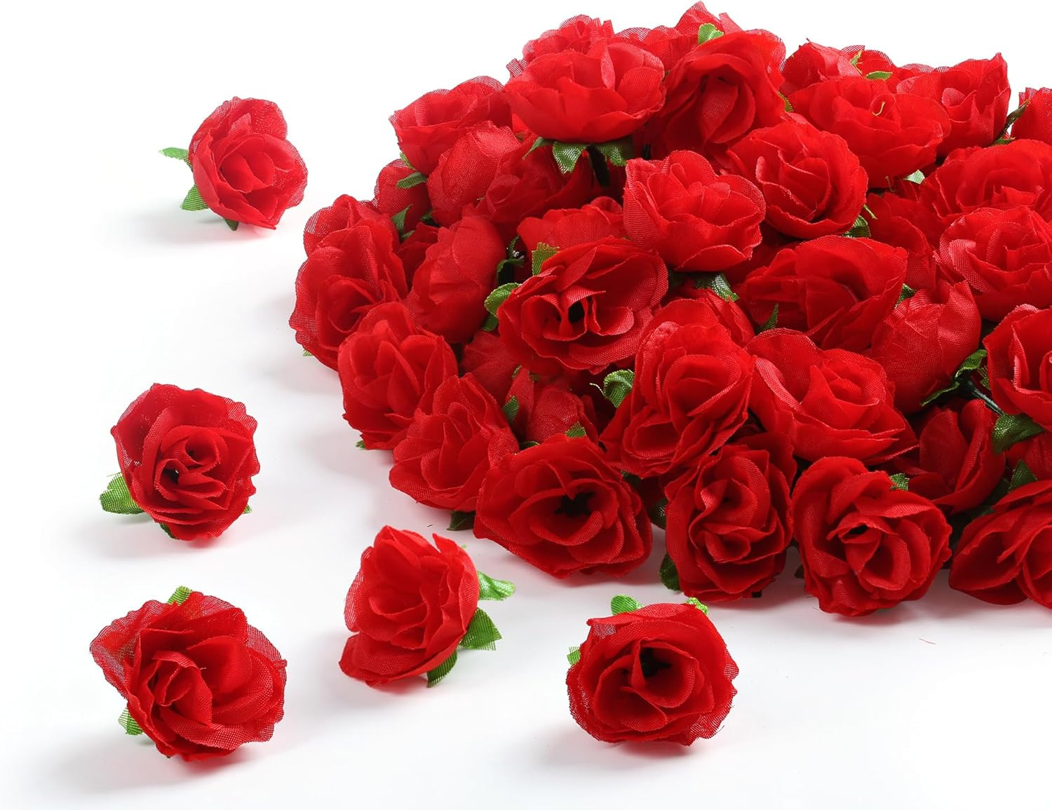 100 Pcs 1.3 inches Mini Red Rose Head Red Roses Artificial Flowersfor Home DIY F