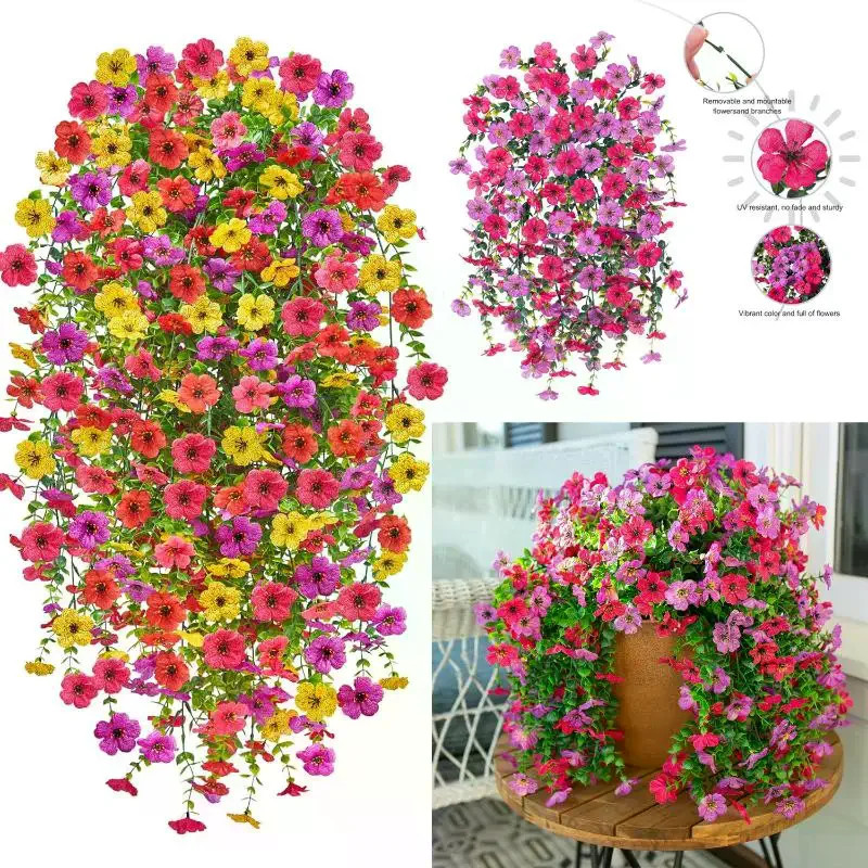2Pcs Plastic Eucalyptus Fake Plant Decor Daisy Artificial Flowers Hanging Vines