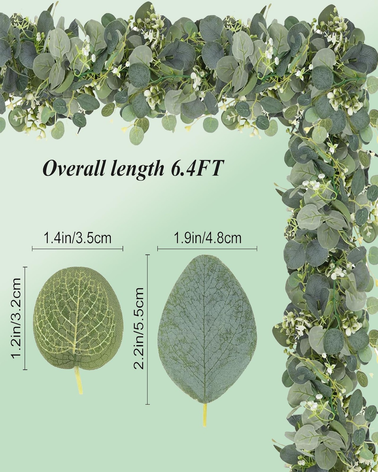 Eucalyptus Garland 6FT Artificial Ivy Greenery Fake Silver Dollar Eucalyptus …