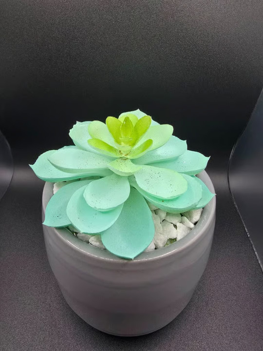 Artificial Succulent Plant Grey Pot Small Faux Desk Home Office Decor