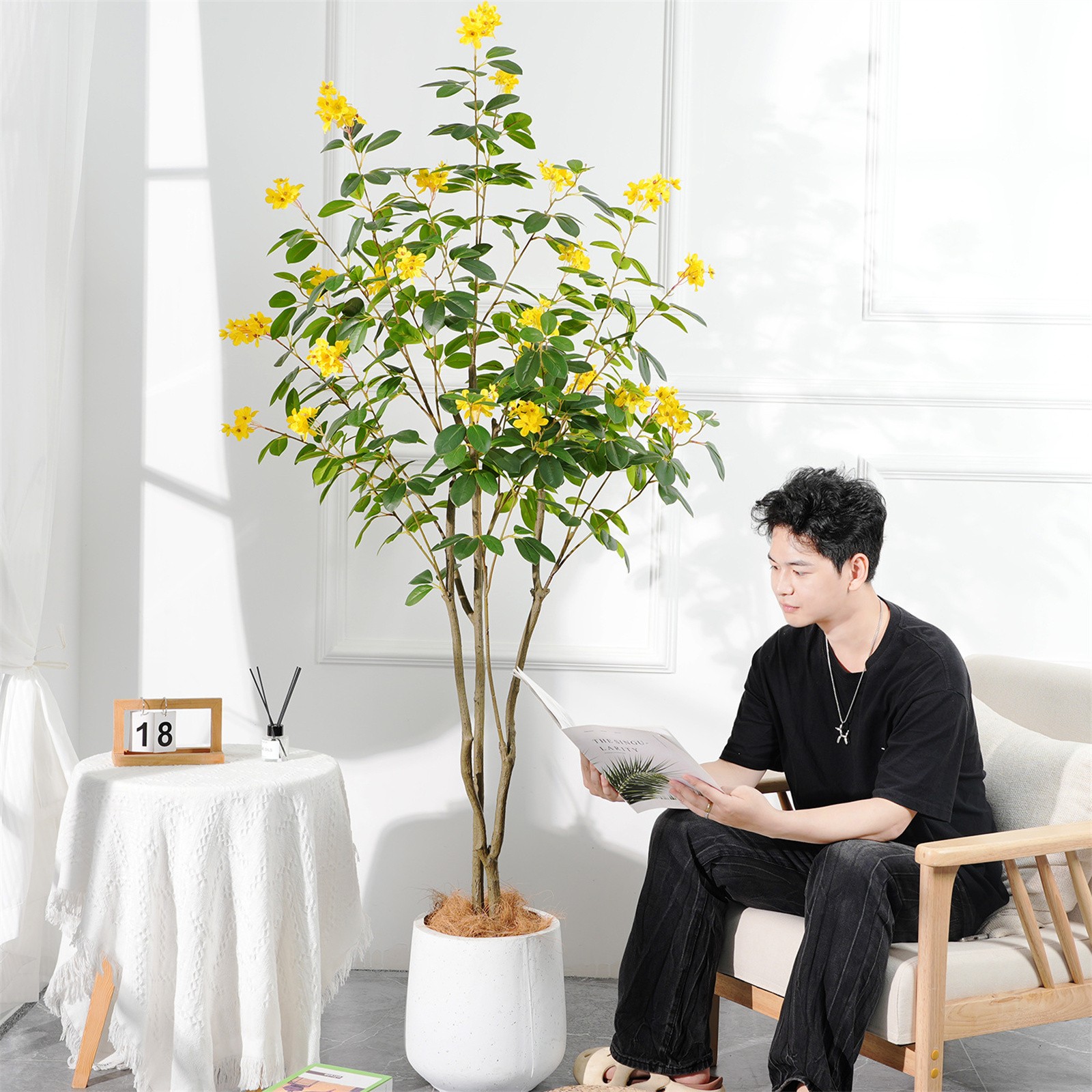 4/5FT Artificial Jasmine Tree Artificial Handmade Trees with Blooming Flowers US
