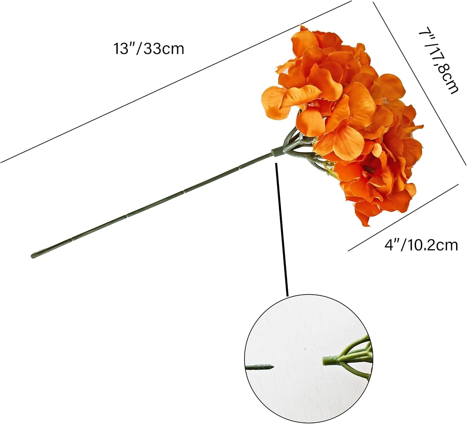 10 Stems Orange Silk Hydrangea Flowers – Artificial Centerpiece for Wedding &…