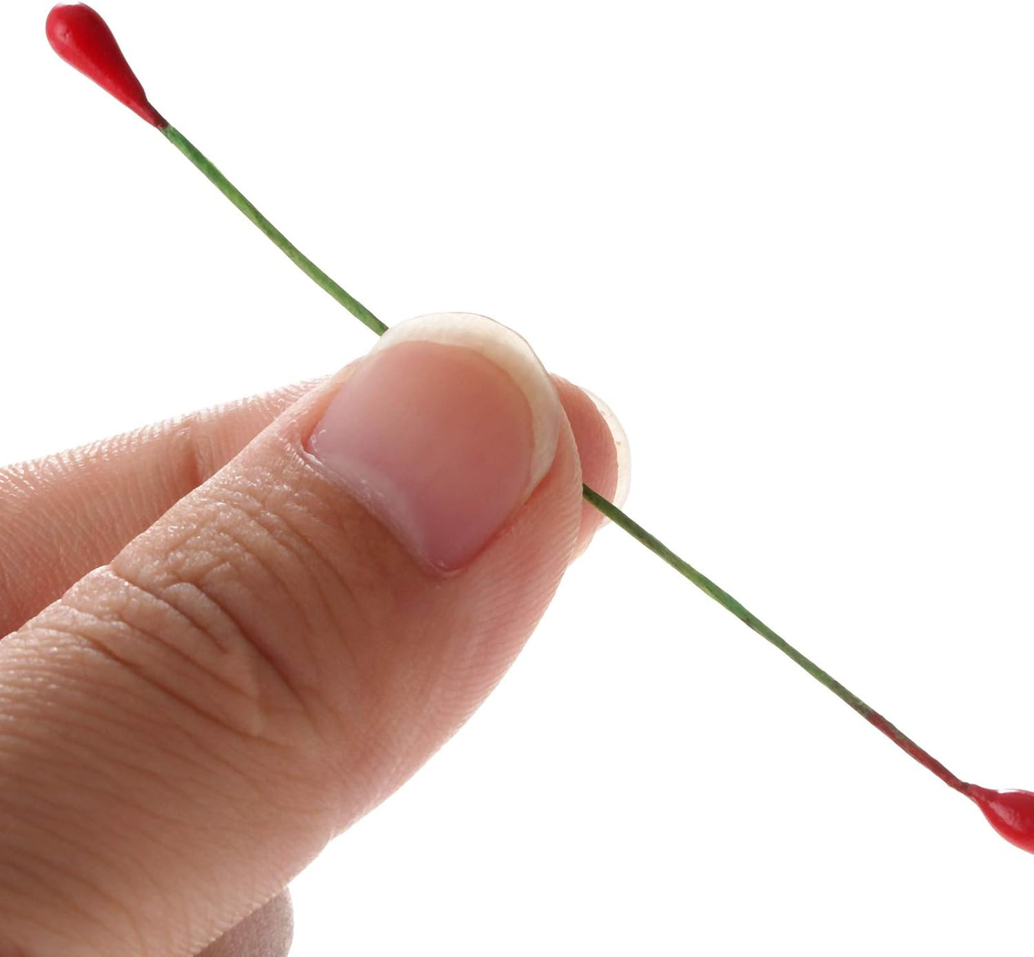 100Pcs Artificial round Flower Stamens Red Double Sided Holly Berries on Wire Wr