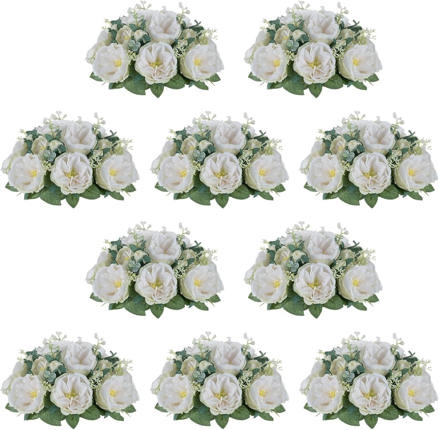 Artificial Flowers Ball Centerpieces: 10 Pcs 9.8 Inch Diameter Fake Kissing Rose