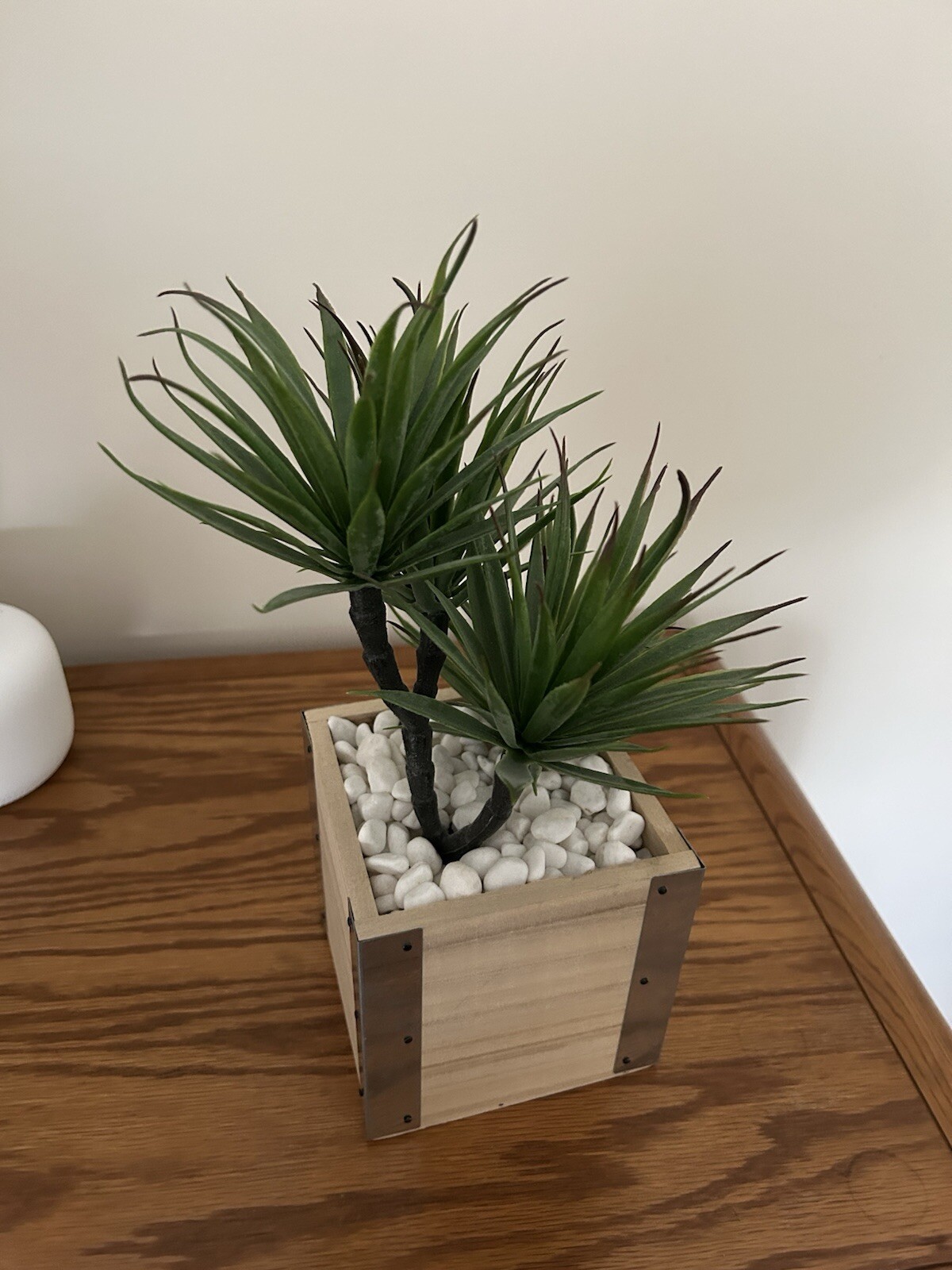 Artificial Small Green Tree Plant In Wooden Box Planter