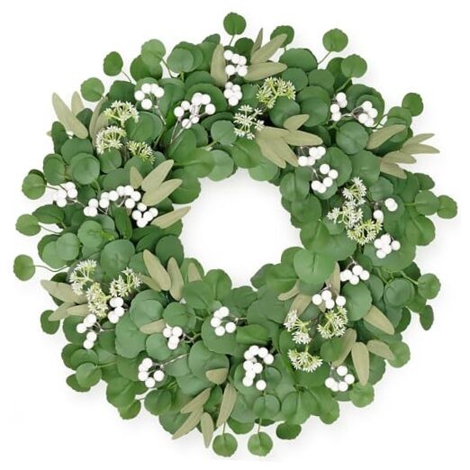 Eucalyptus Wreath 24 Inch Large Wreaths for Front Door, All Season Green
