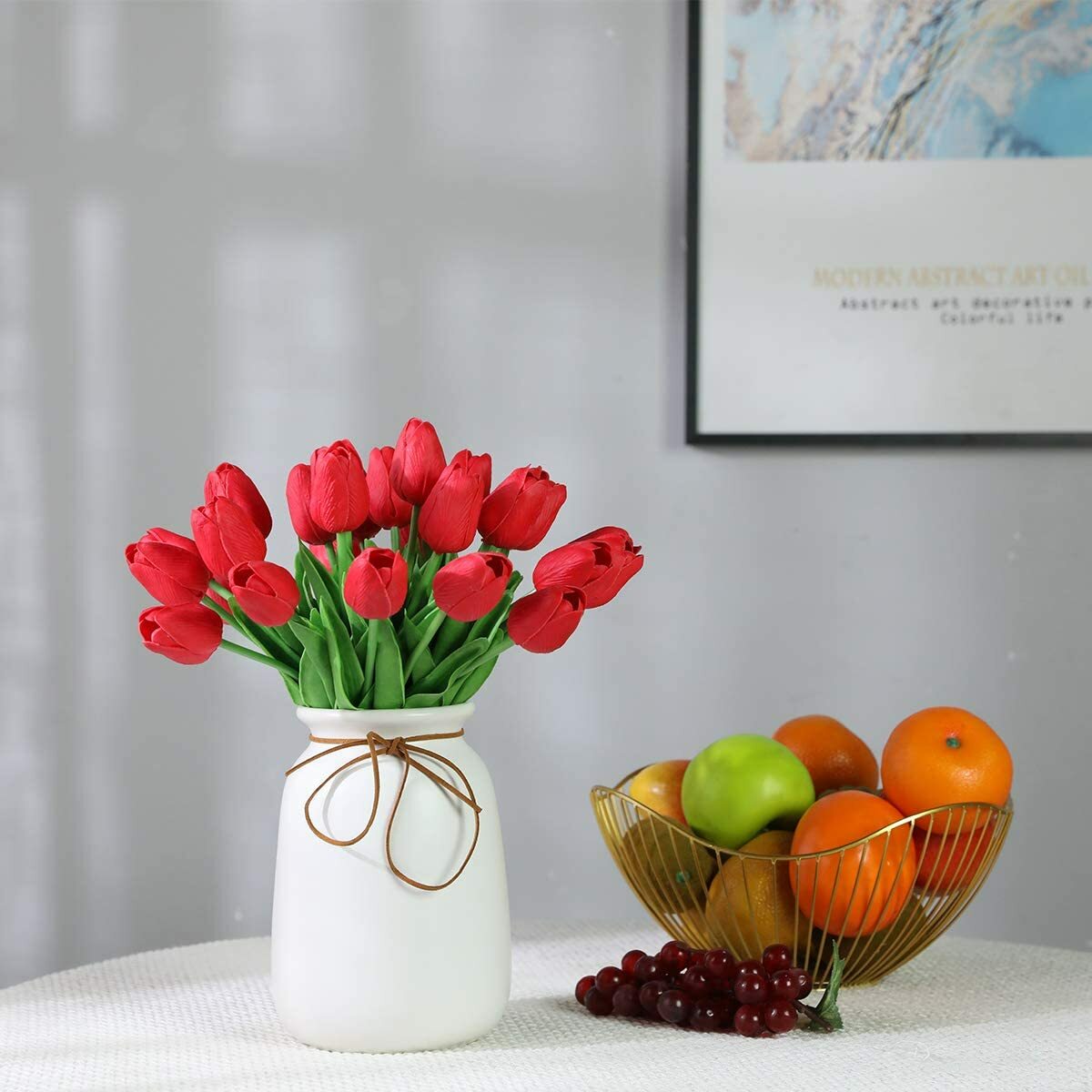 10 PACK Red Artificial Tulip Fake Flowers Real Touch For Wedding Home Decor US