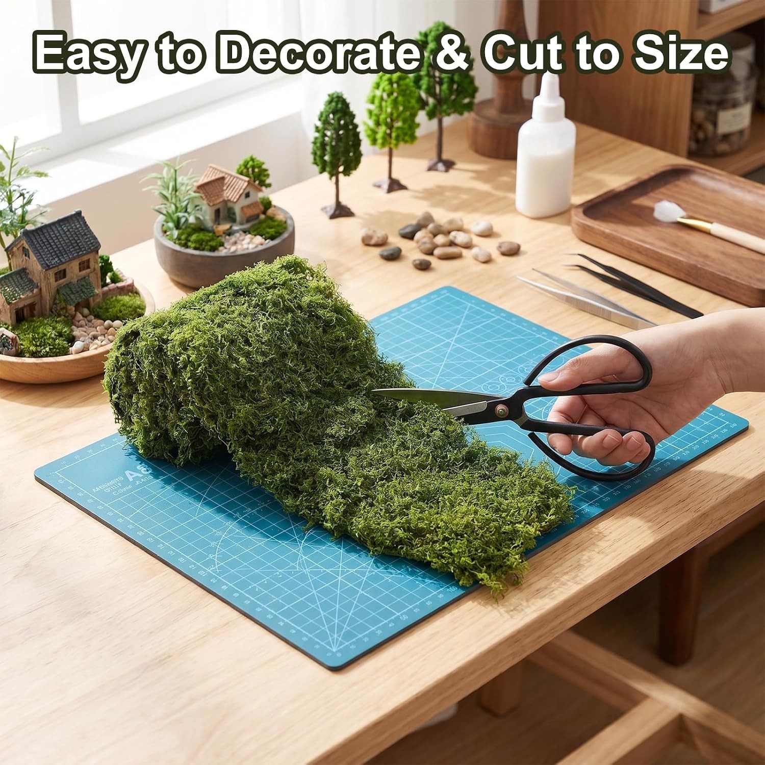 Fake Moss Mat, 3.94×47.24 Inch Artificial Moss Table Runner, Green Faux Moss …