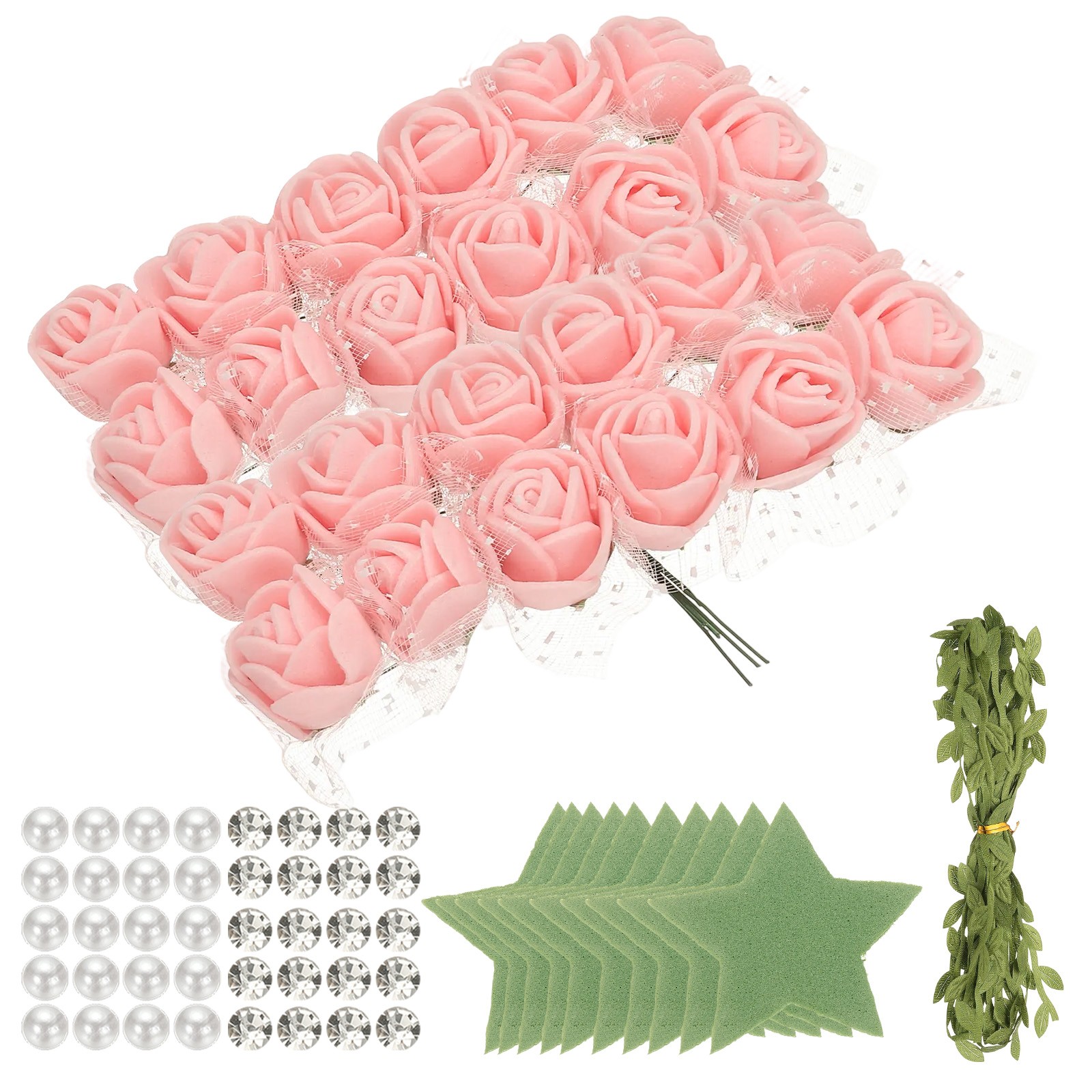 504pcs Foam Rose Heads 1.5-2.5 cm for DIY Crafts Accessories, Peach