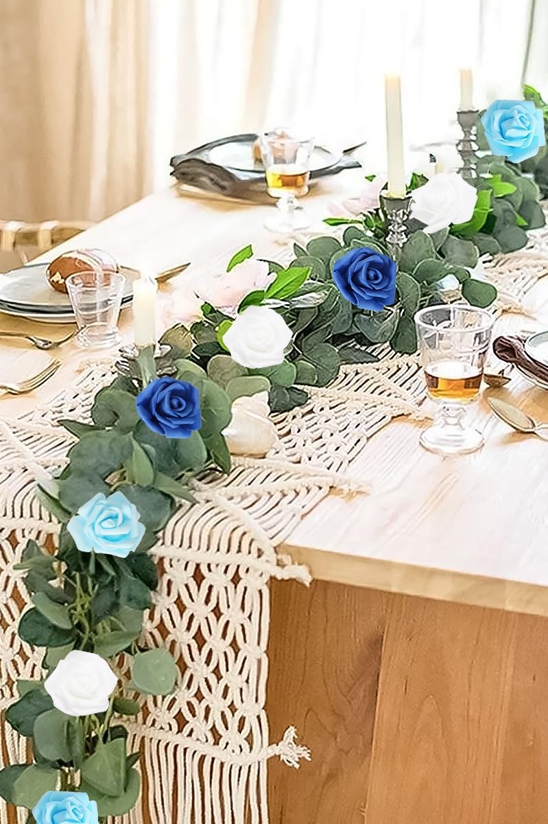 200 PCS Blue Foam Artificial Rose Flower Heads Fake Floral Wedding Home Decor