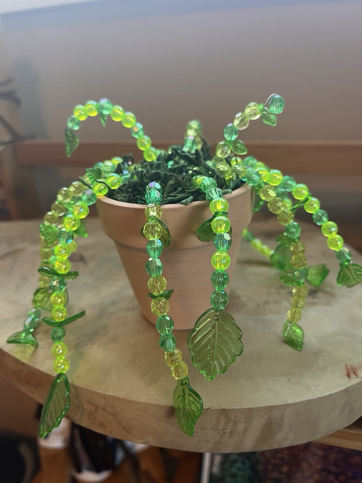 Handmade Beaded Plant in Terracotta Pot | Faux Hanging Plant Decor