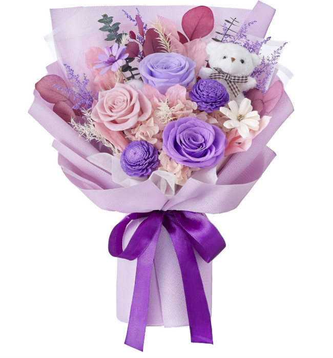 Preserved Flowers for Delivery Prime Forever Flowers Bouquet with Bear Flower Gi