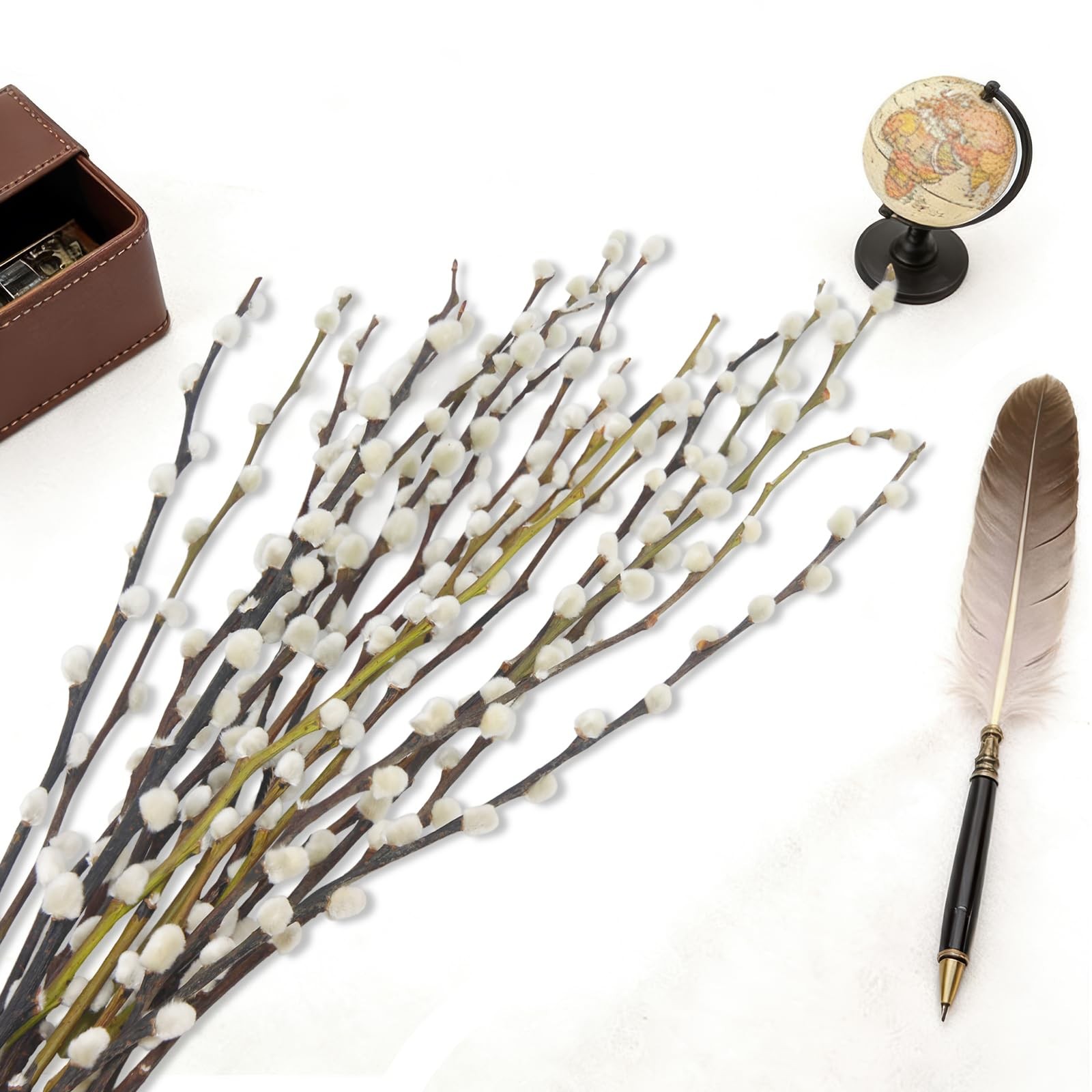 20 Pcs Natural Preserved Dried Flowers Real Pussy Willow Branches for Vases T…
