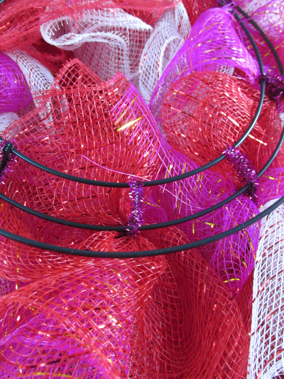 Scalloped Ruffle Deco Mesh Valentine’s Day Ribbon Wreath